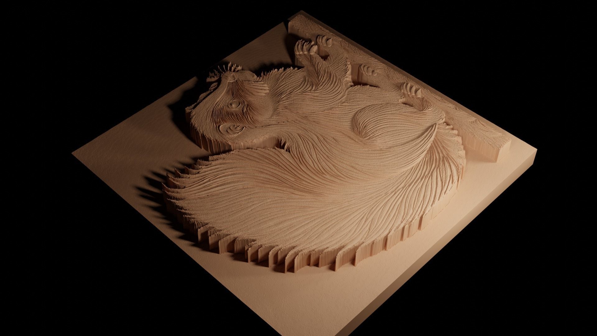 Skunk CNC 3d Print High Relief Sand Casting 3D print model_4