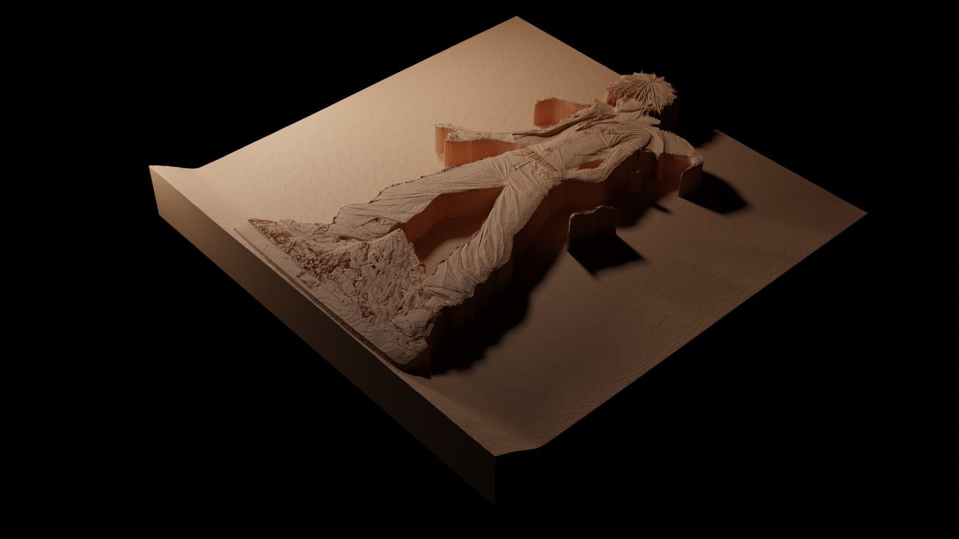 Shoto Todoroki CNC 3d Print High Relief Sand Casting 3D print model_1