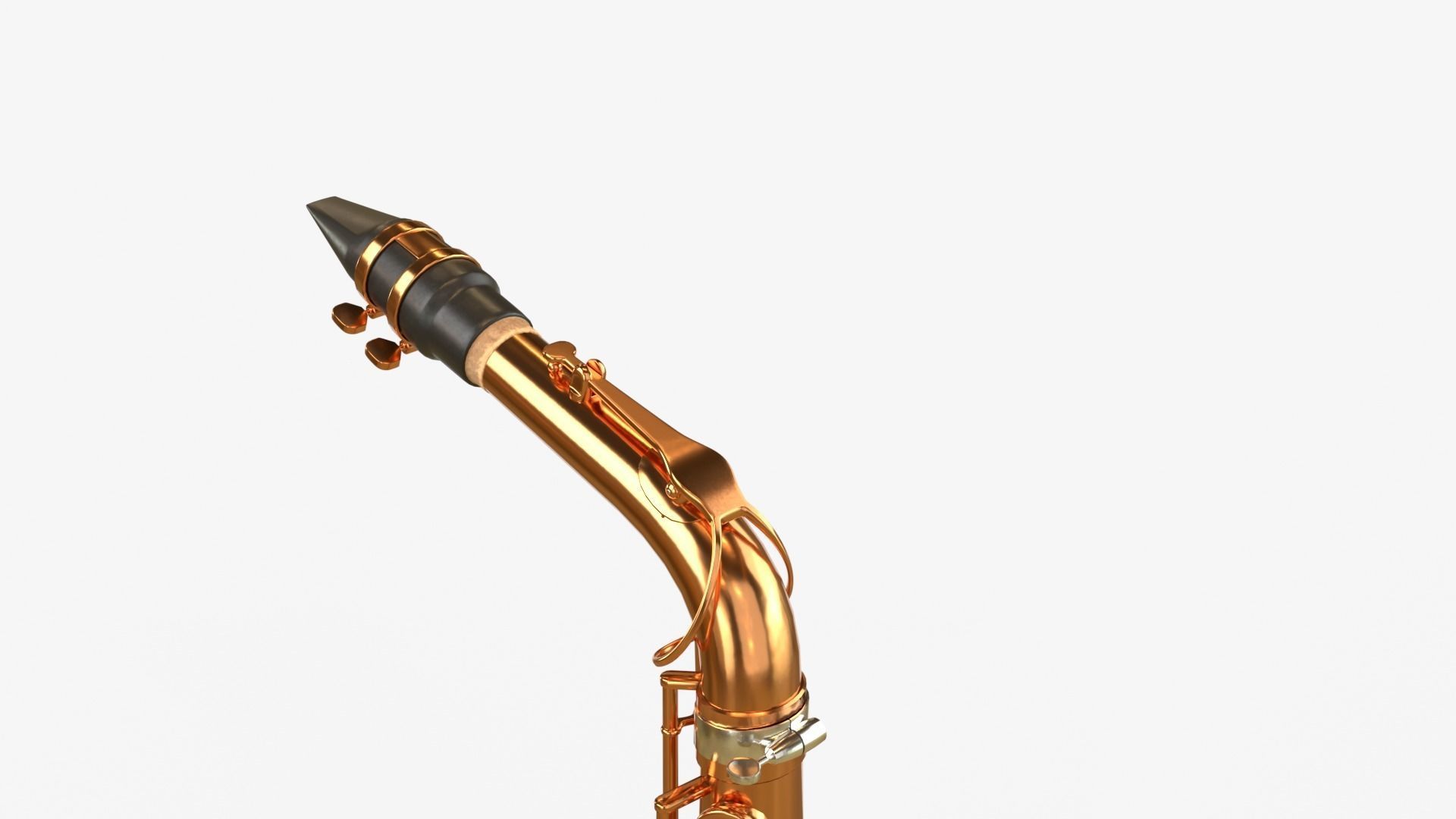 Saxophone Four Types of Materials Brass Copper Black and Silver 3D model_28