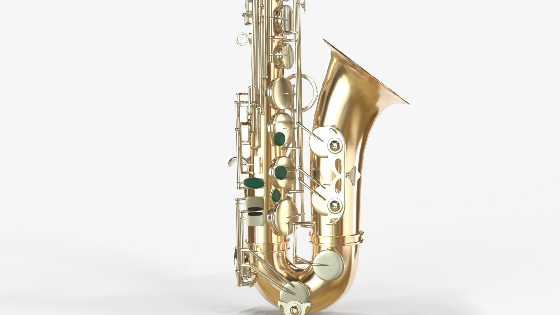 Saxophone Four Types of Materials Brass Copper Black and Silver 3D model_24