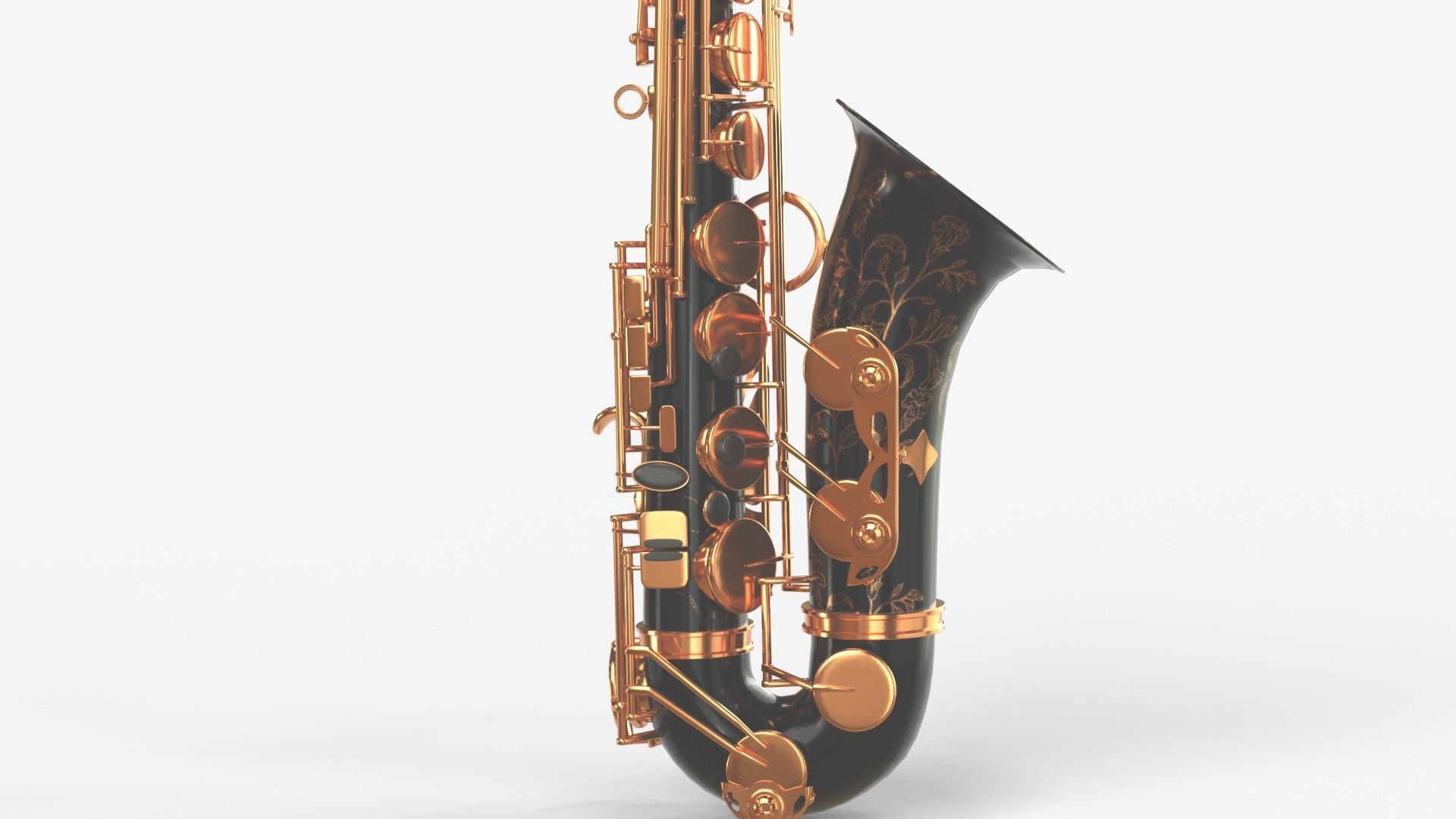 Saxophone Four Types of Materials Brass Copper Black and Silver 3D model_19