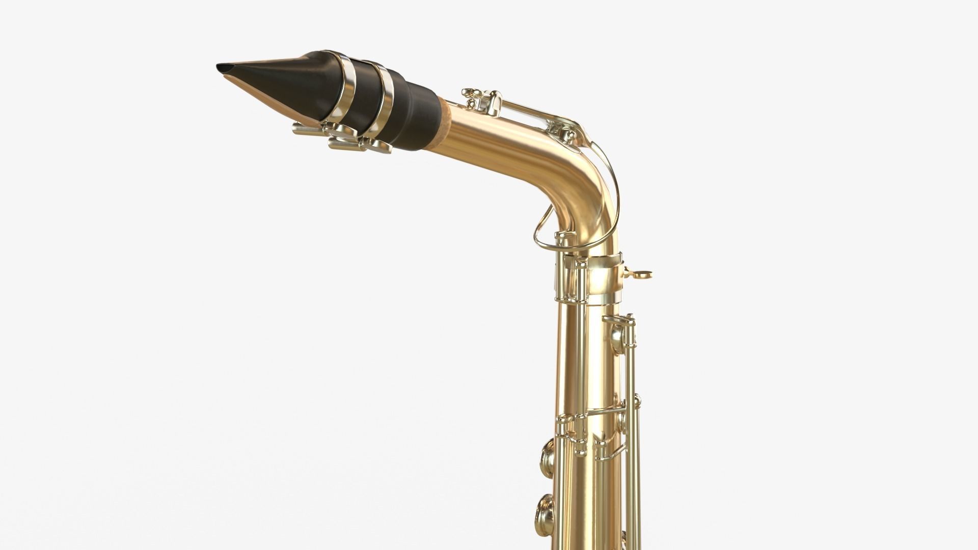 Saxophone Four Types of Materials Brass Copper Black and Silver 3D model_22