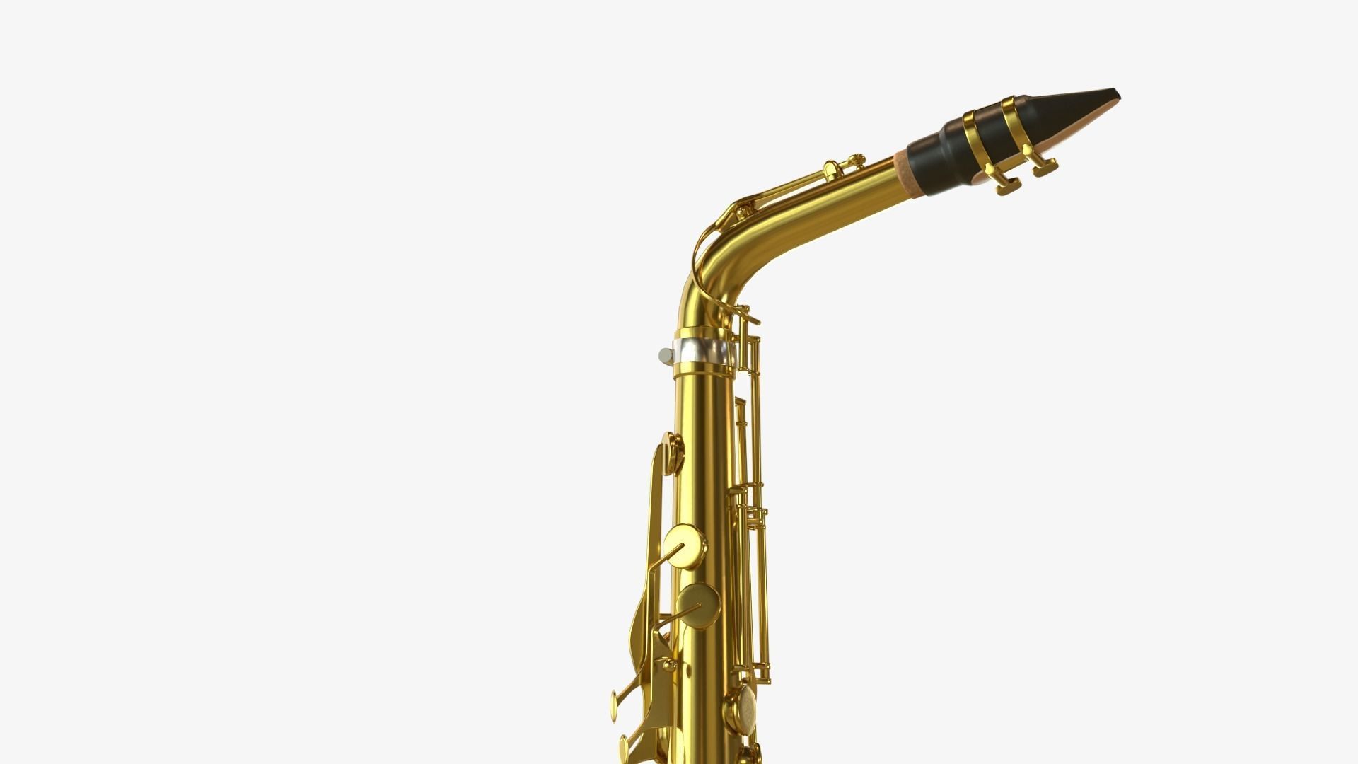 Saxophone Four Types of Materials Brass Copper Black and Silver 3D model_13