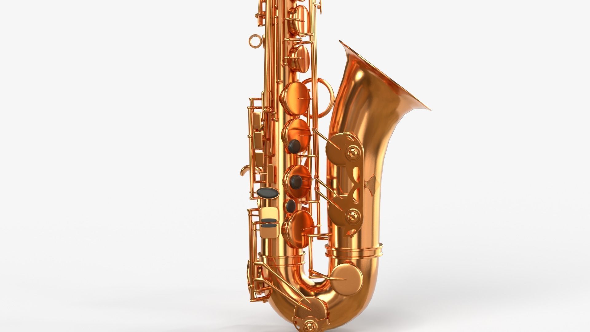 Saxophone Four Types of Materials Brass Copper Black and Silver 3D model_29