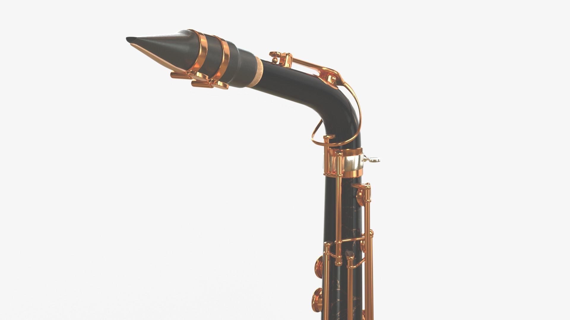 Saxophone Four Types of Materials Brass Copper Black and Silver 3D model_16