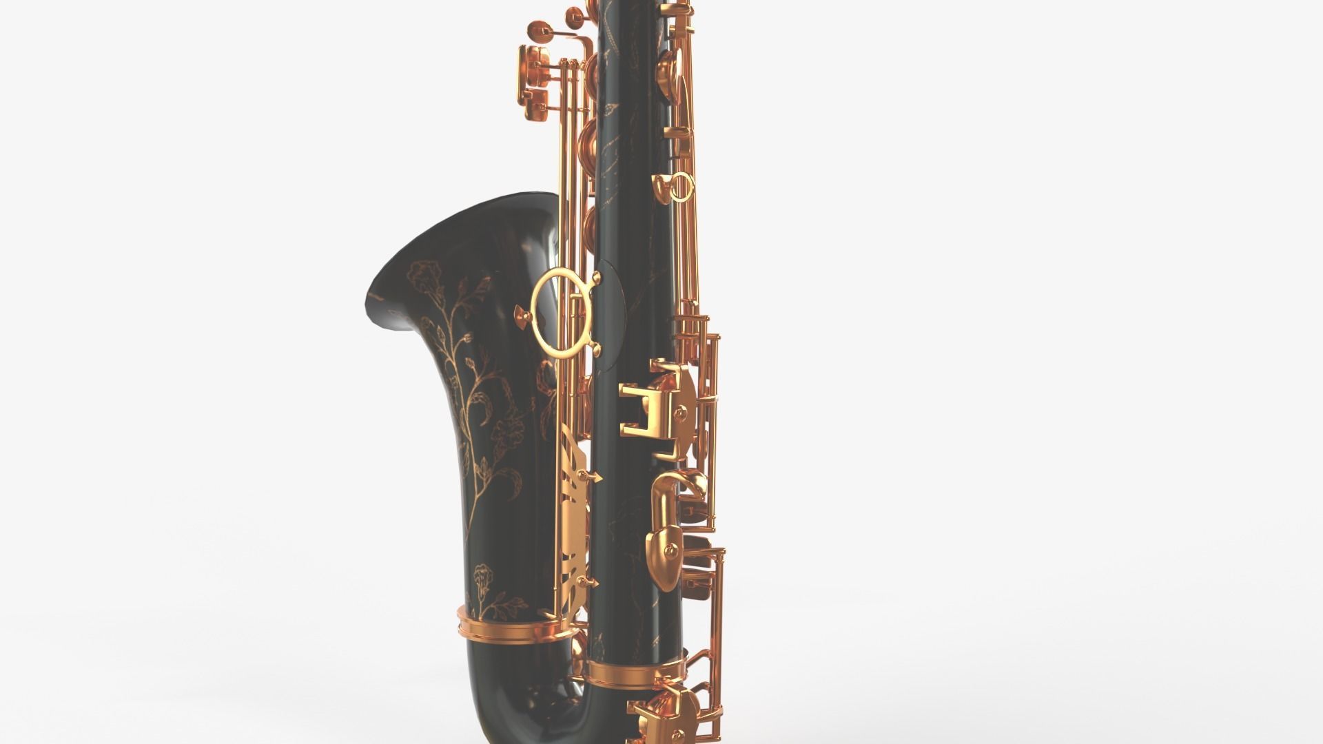 Saxophone Four Types of Materials Brass Copper Black and Silver 3D model_15