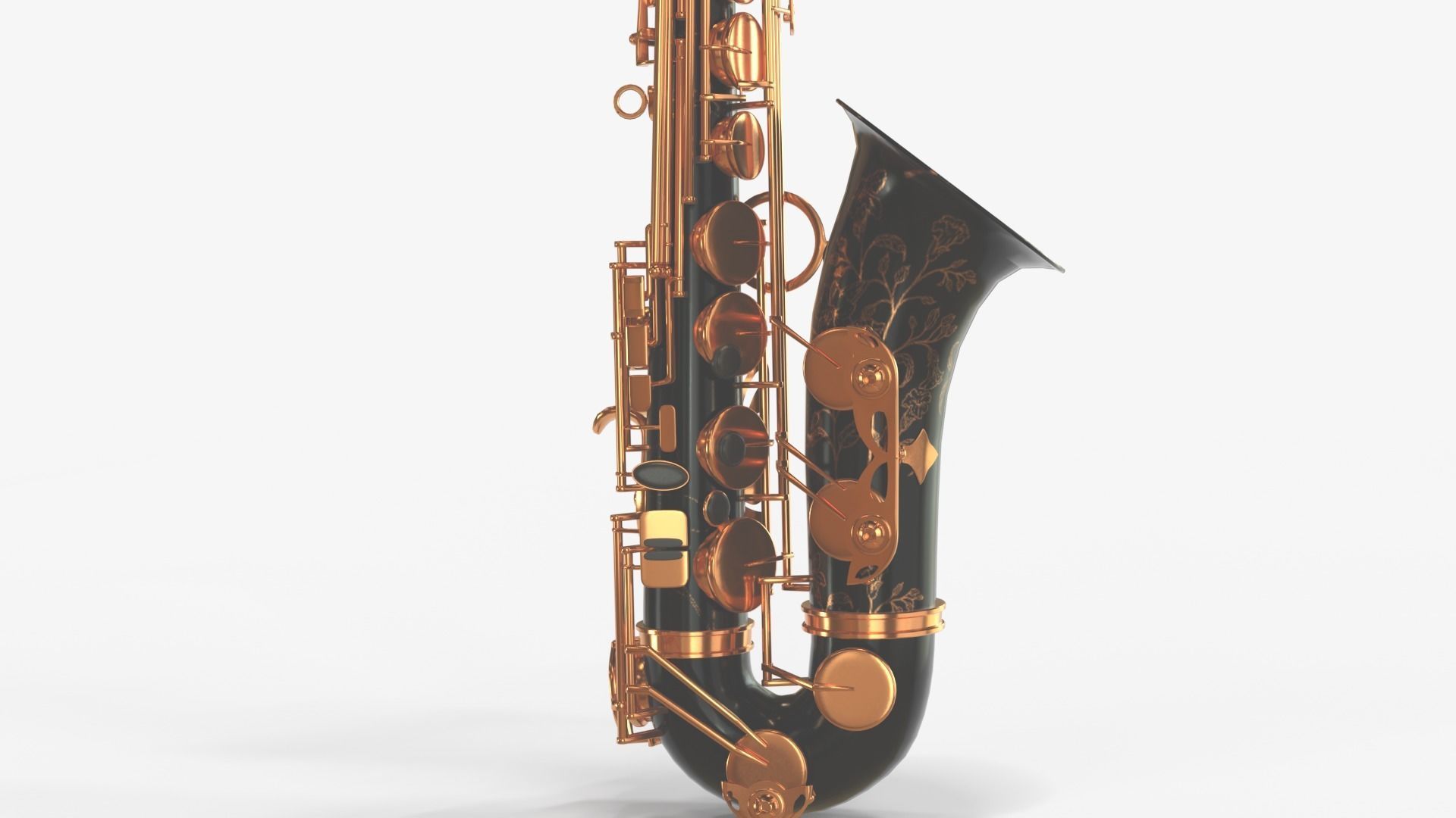 Saxophone Four Types of Materials Brass Copper Black and Silver 3D model_20