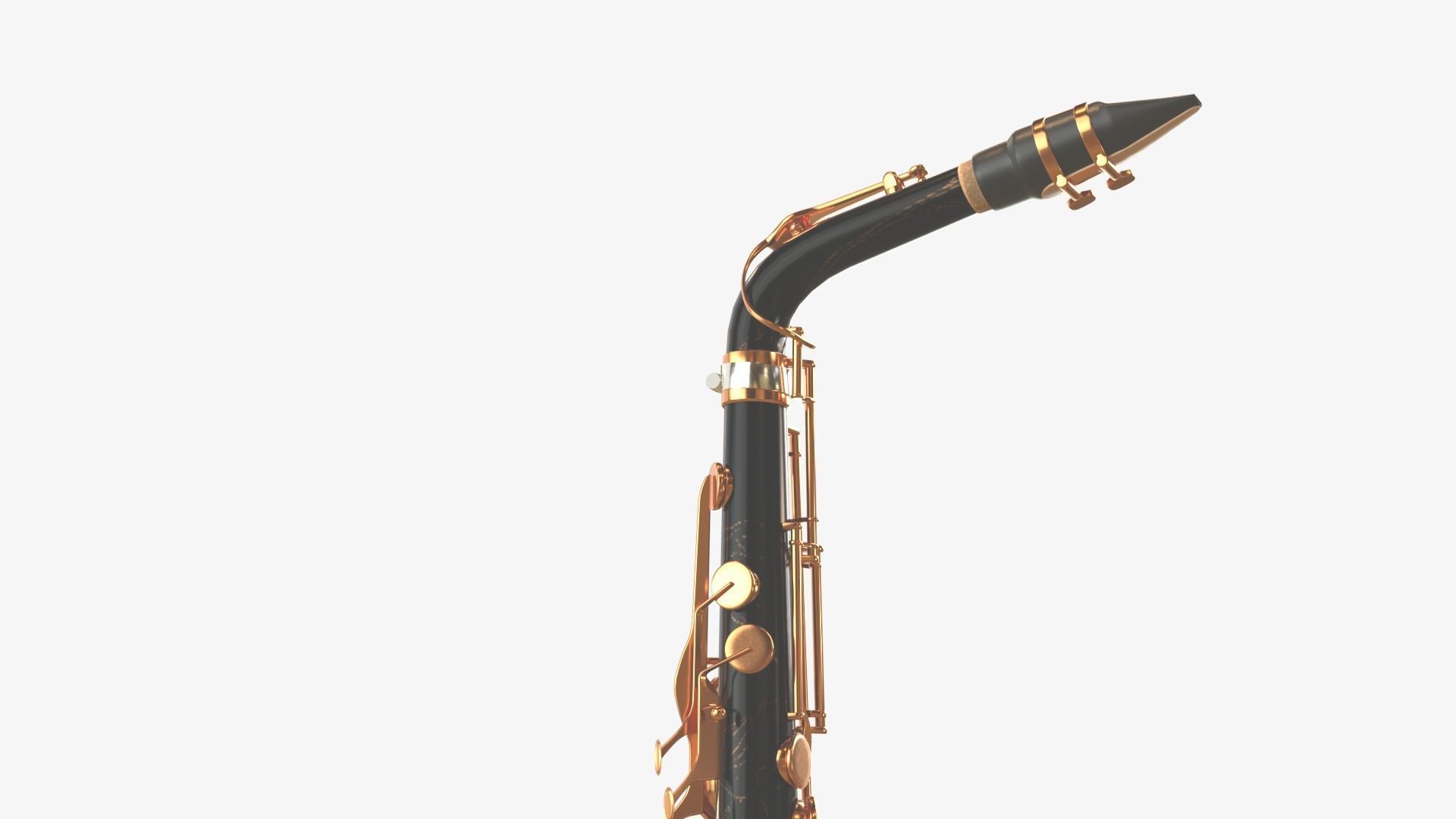 Saxophone Four Types of Materials Brass Copper Black and Silver 3D model_17