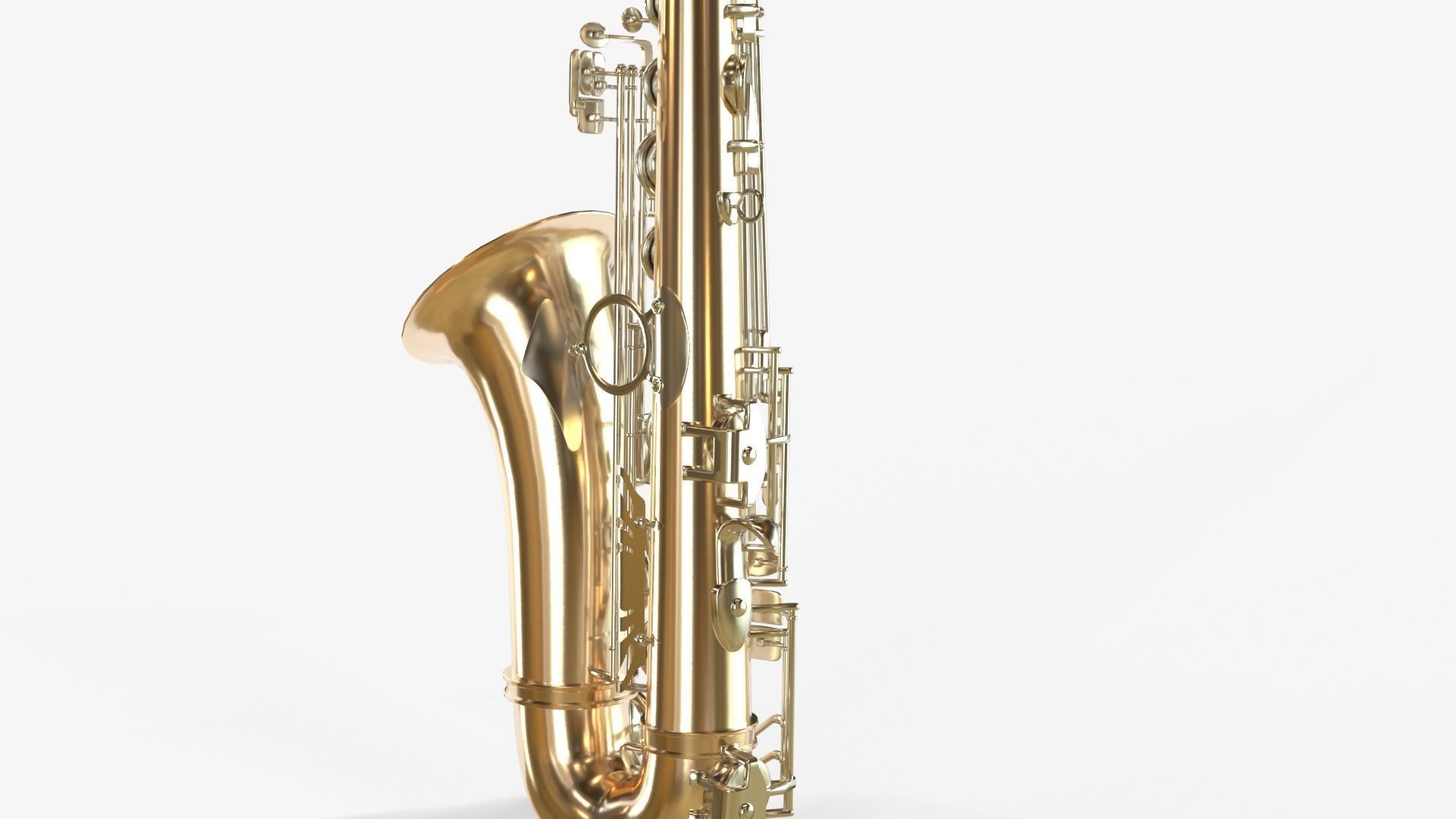 Saxophone Four Types of Materials Brass Copper Black and Silver 3D model_21
