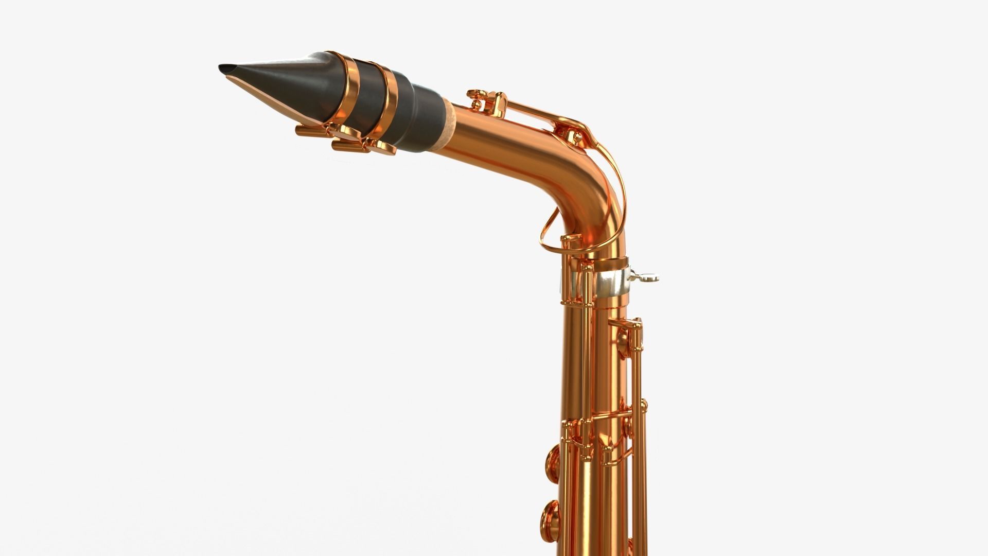 Saxophone Four Types of Materials Brass Copper Black and Silver 3D model_26