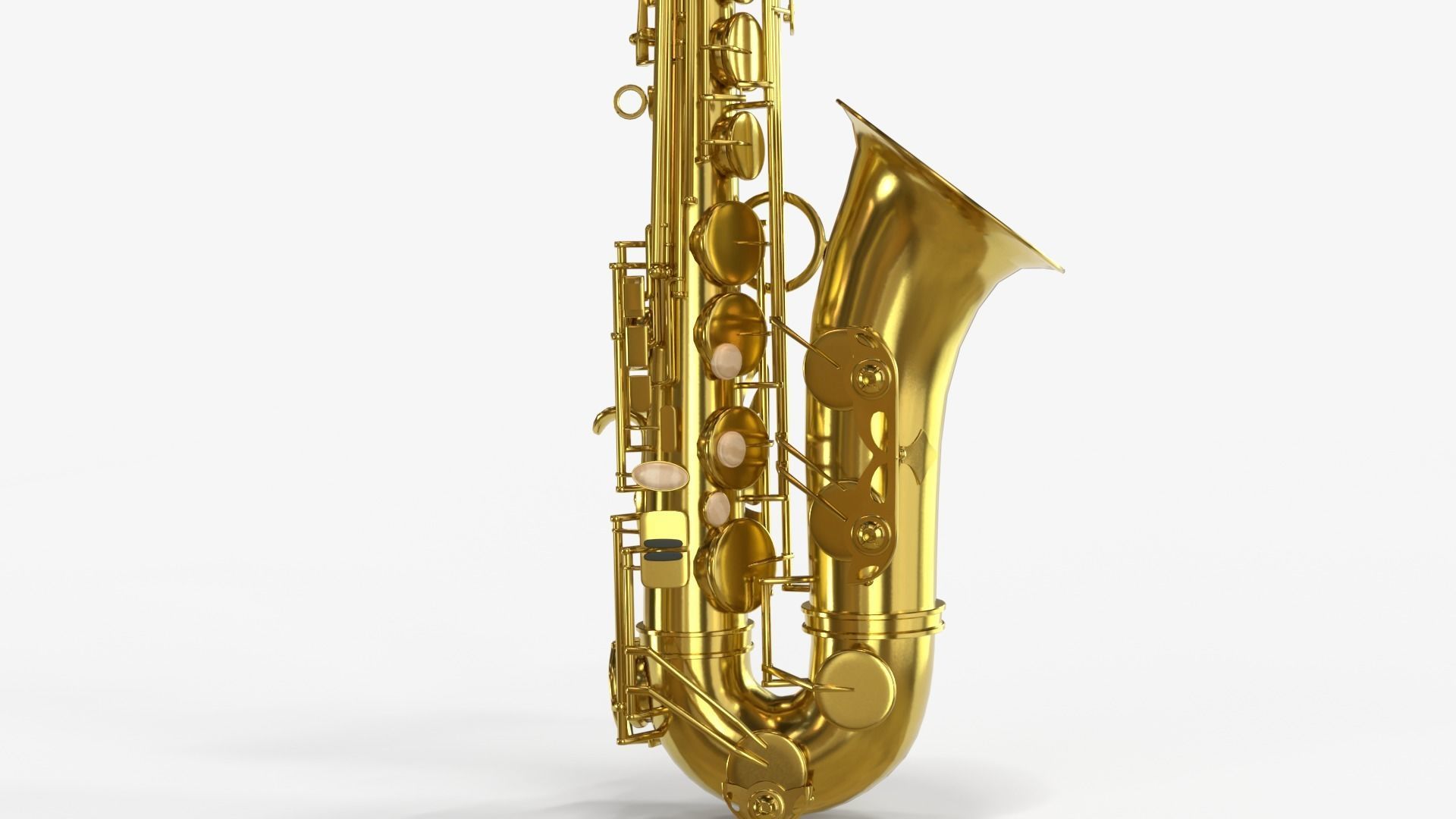 Saxophone Four Types of Materials Brass Copper Black and Silver 3D model_11