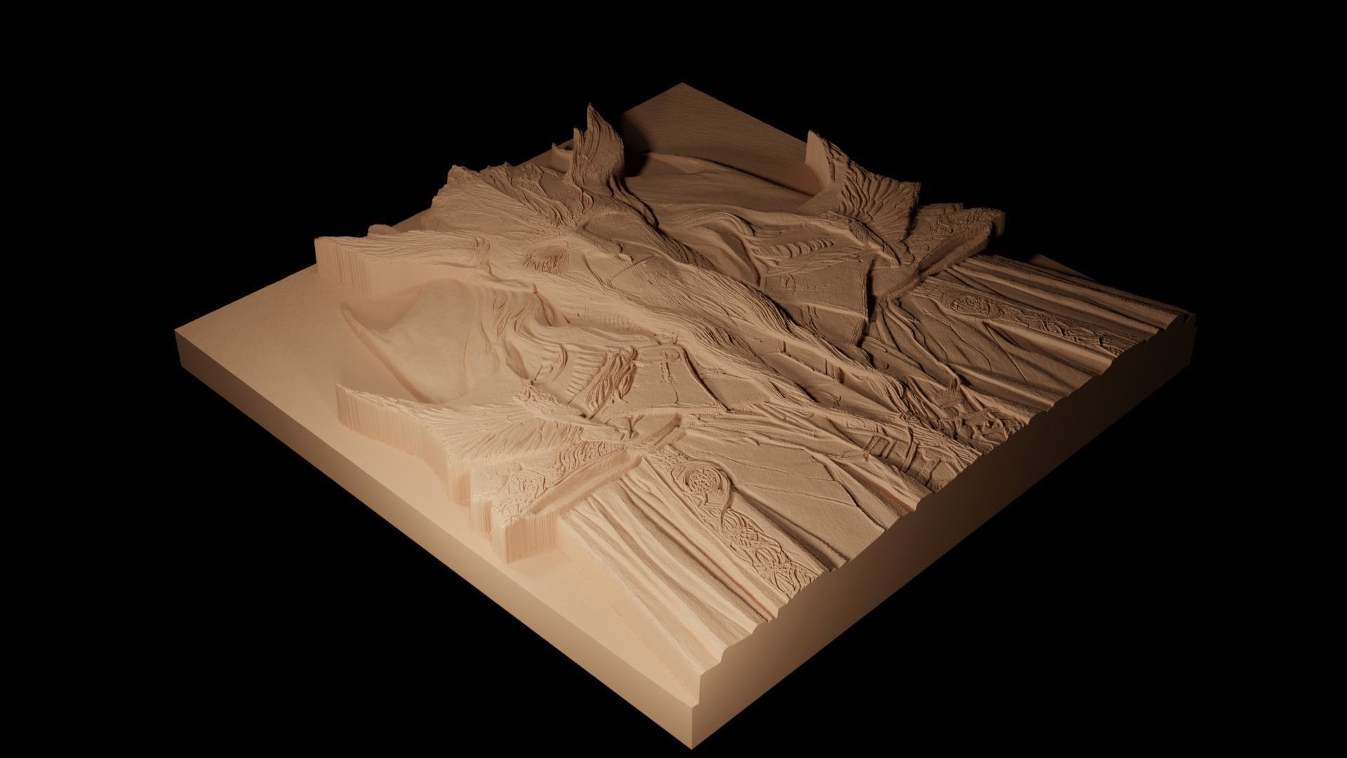 Sauron CNC 3d Print High Relief Sand Casting 3D print model_2