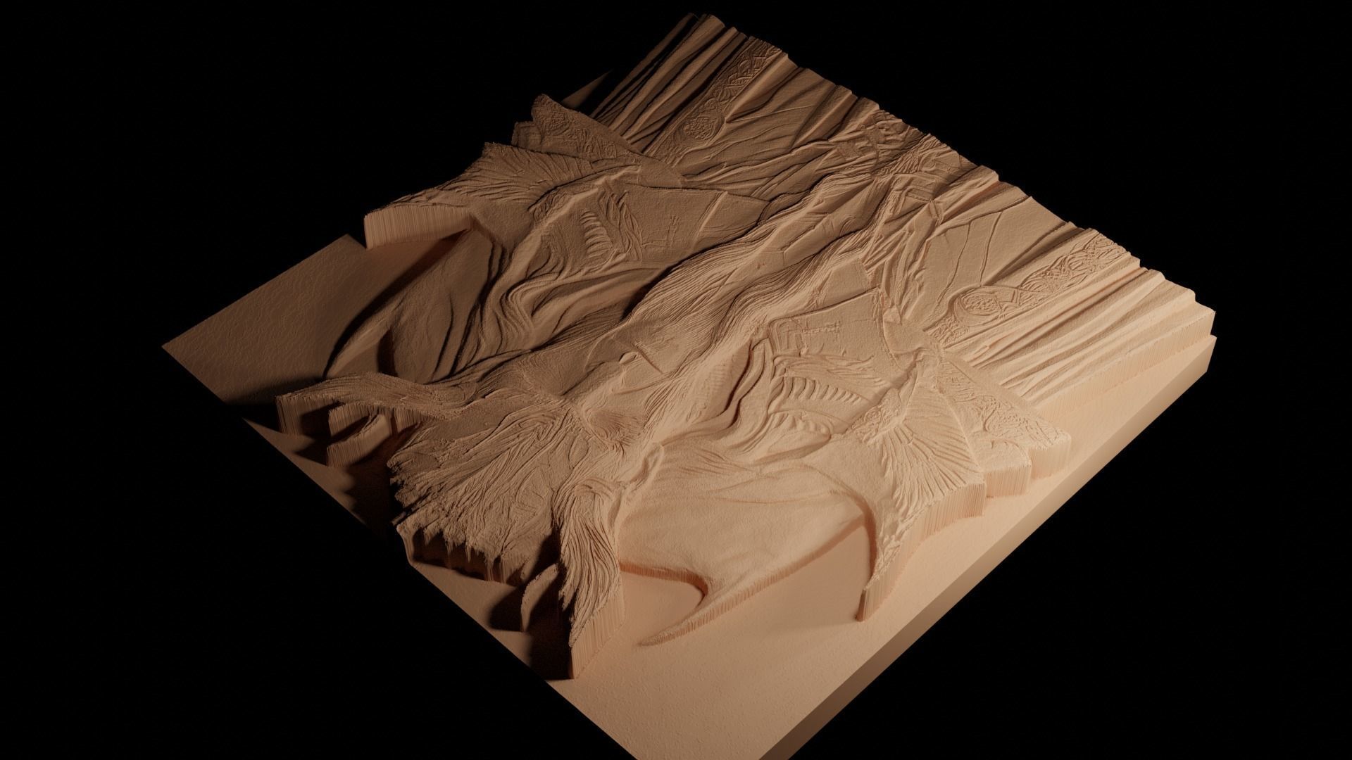 Sauron CNC 3d Print High Relief Sand Casting 3D print model_4