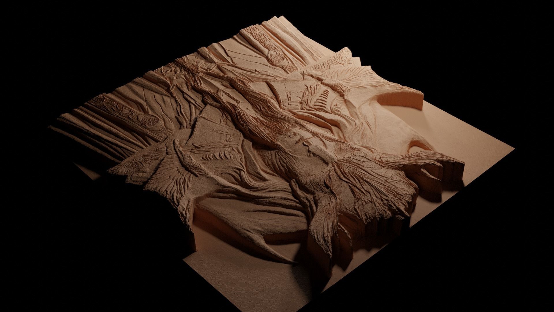 Sauron CNC 3d Print High Relief Sand Casting 3D print model_3