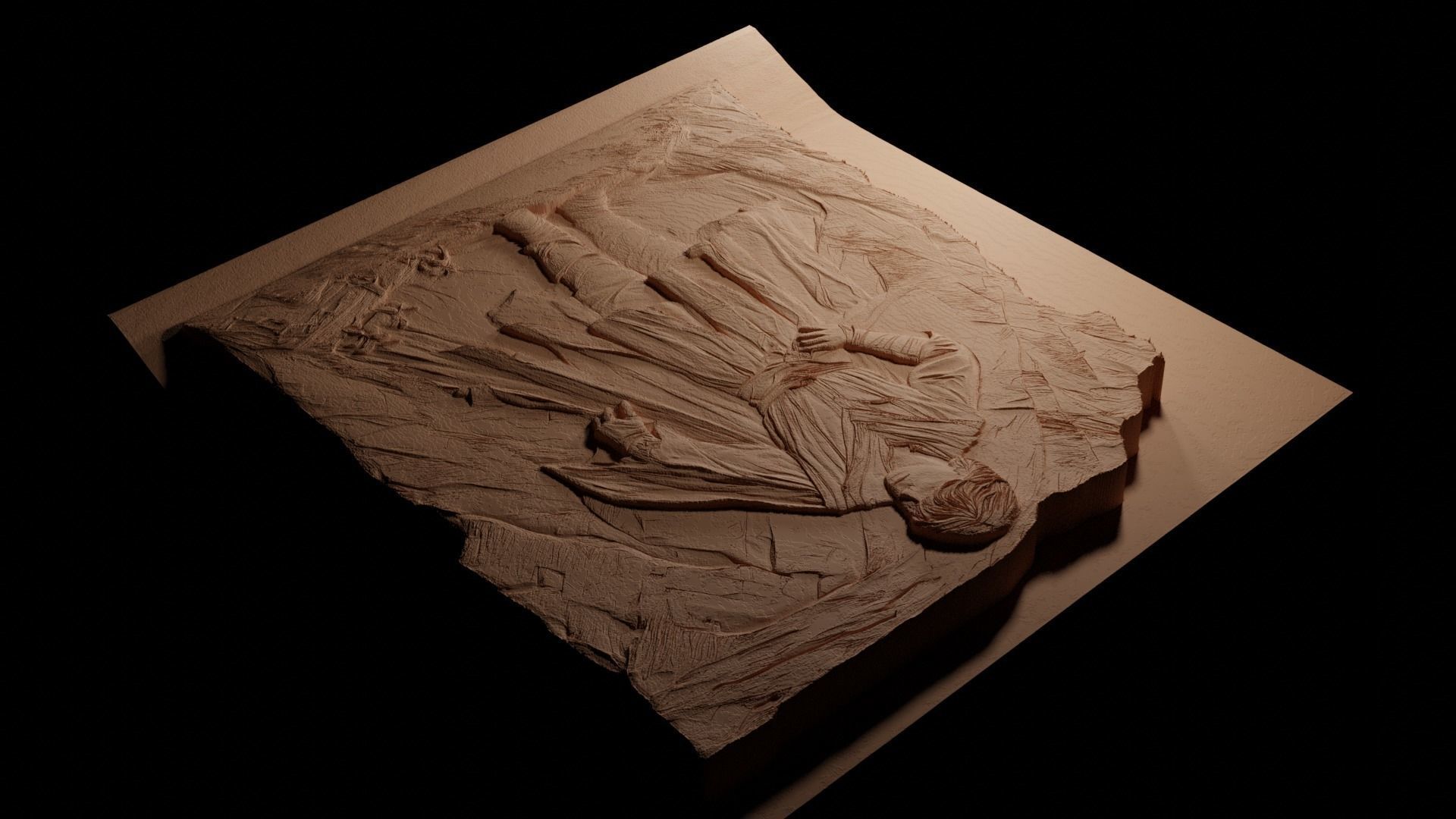 Samwise Gamgee CNC 3d Print High Relief Sand Casting 3D print model_3