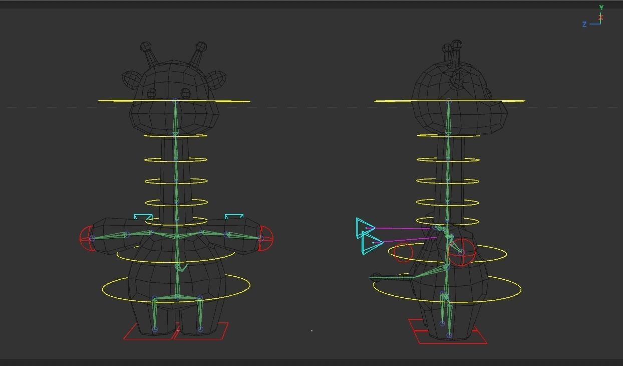 Rigged Cartoon Giraffe Low-poly 3D model_7