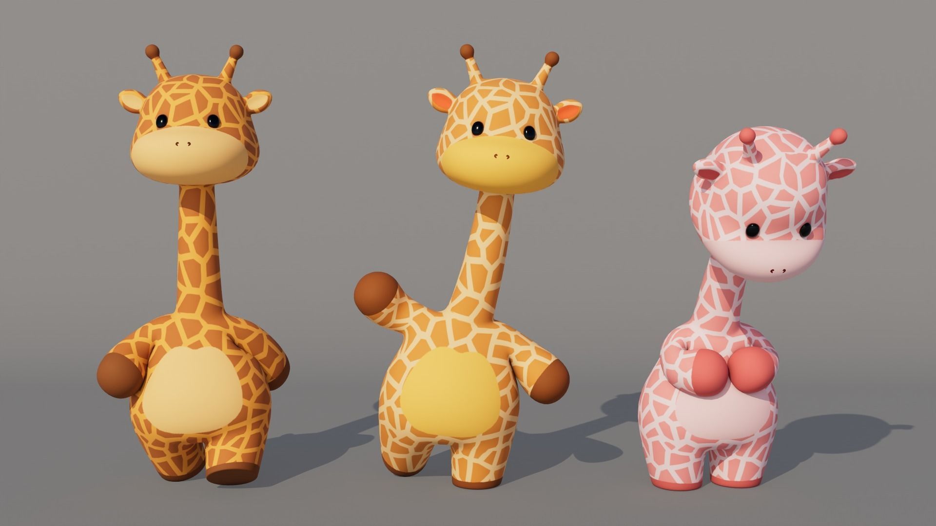 Rigged Cartoon Giraffe Low-poly 3D model_1