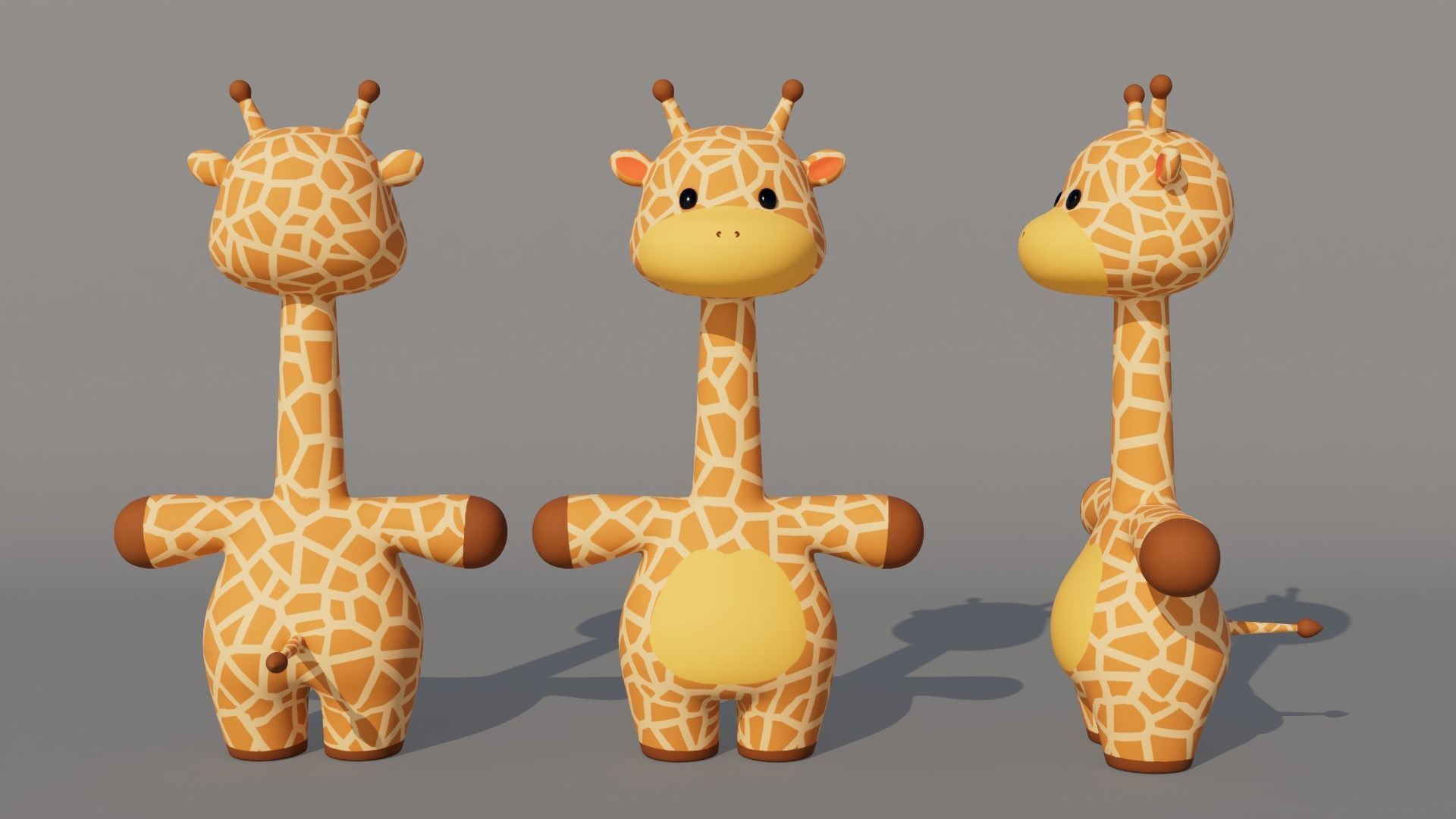 Rigged Cartoon Giraffe Low-poly 3D model_3