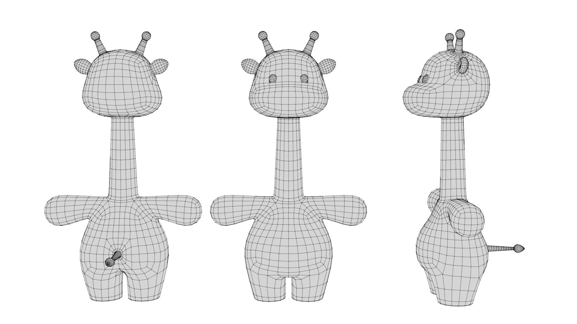 Rigged Cartoon Giraffe Low-poly 3D model_5