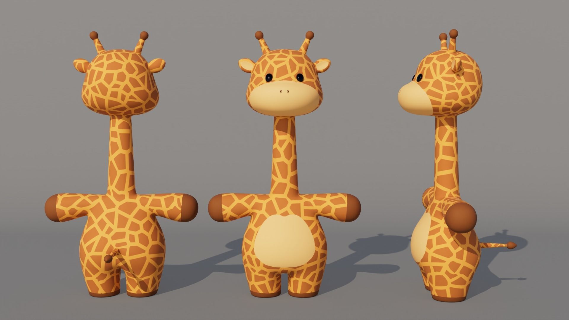 Rigged Cartoon Giraffe Low-poly 3D model_2