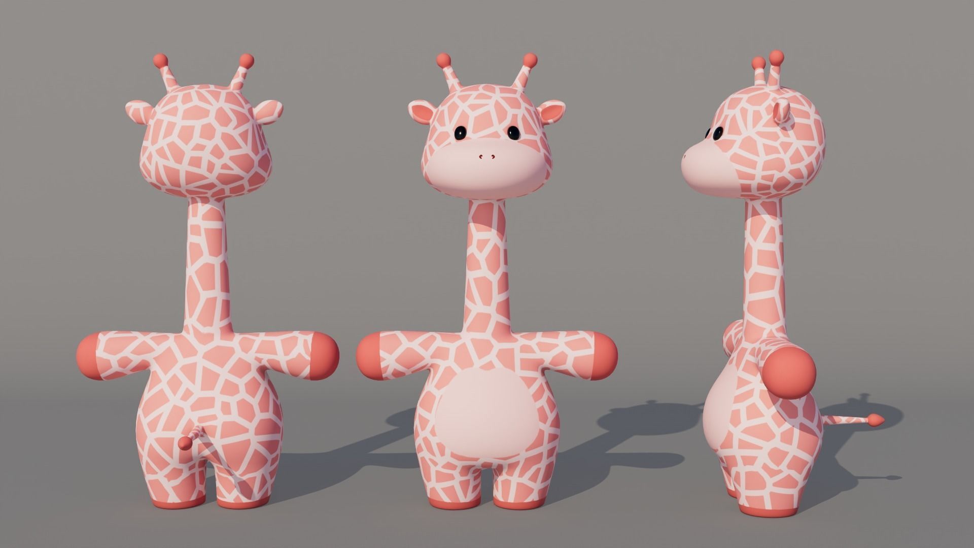 Rigged Cartoon Giraffe Low-poly 3D model_4