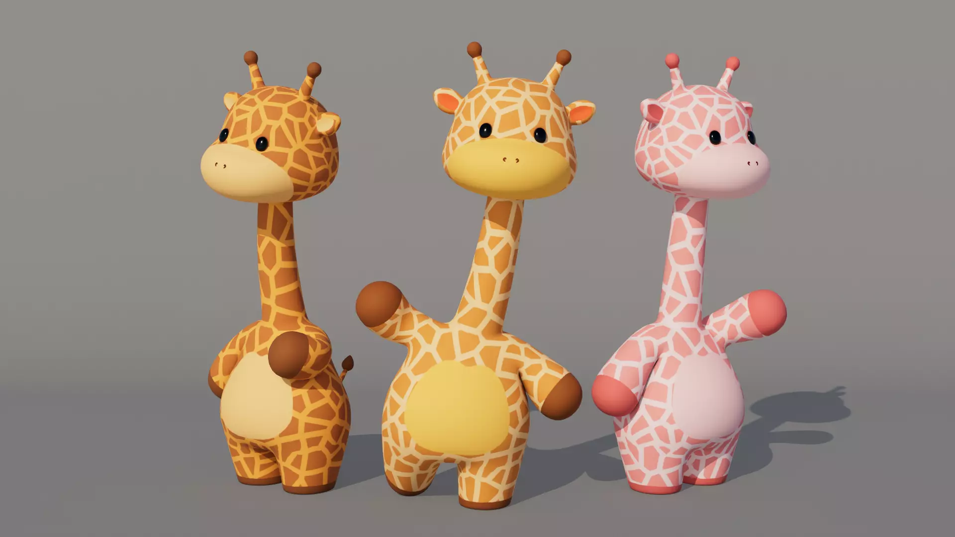 Rigged Cartoon Giraffe Low-poly 3D model_0