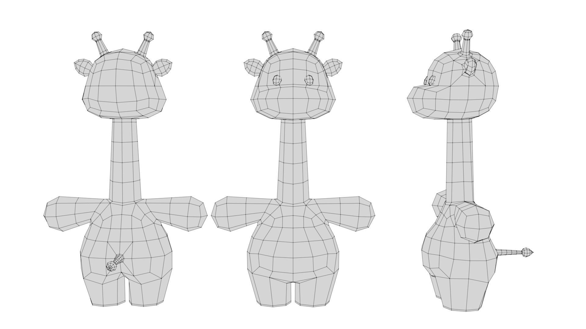 Rigged Cartoon Giraffe Low-poly 3D model_6