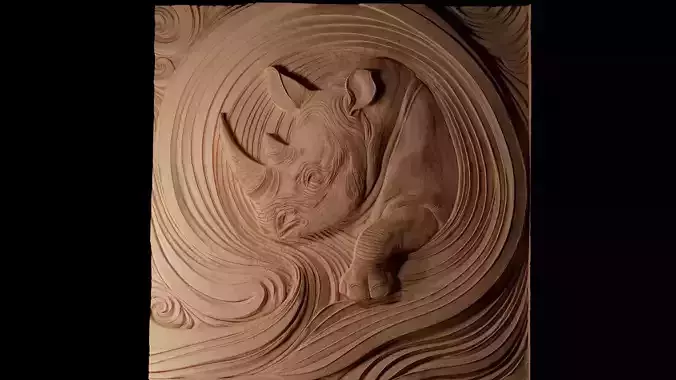 Rhino  CNC 3d Print High Relief Sand Casting