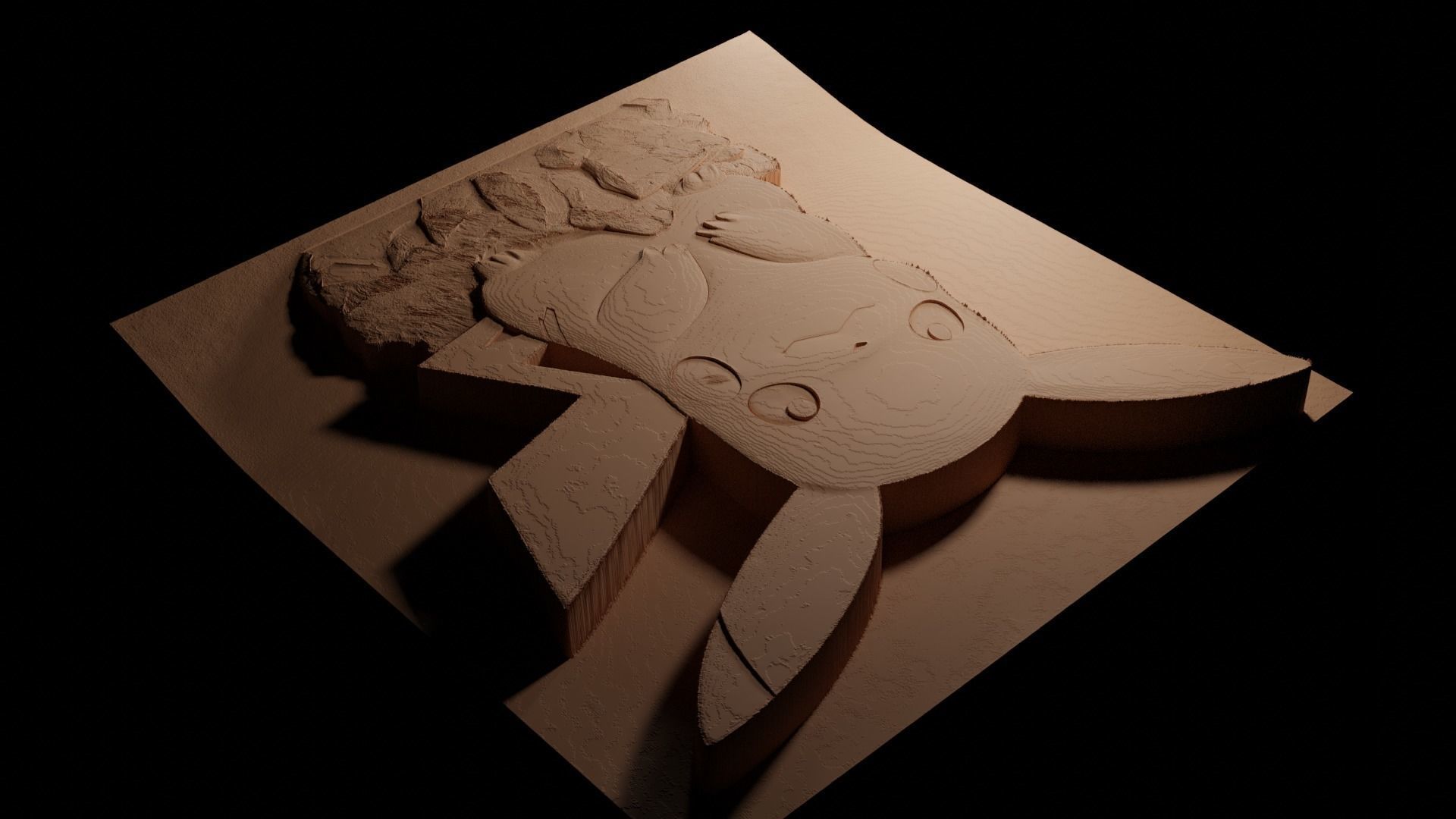 Pikachu CNC 3d Print High Relief Sand Casting 3D print model_3