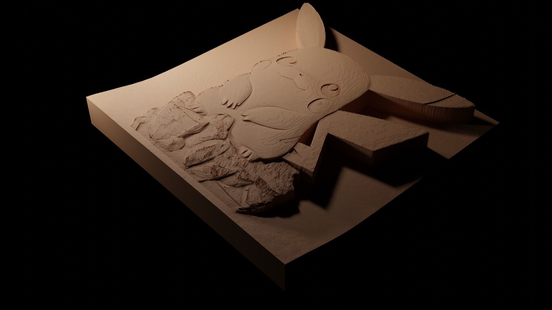 Pikachu CNC 3d Print High Relief Sand Casting 3D print model_1