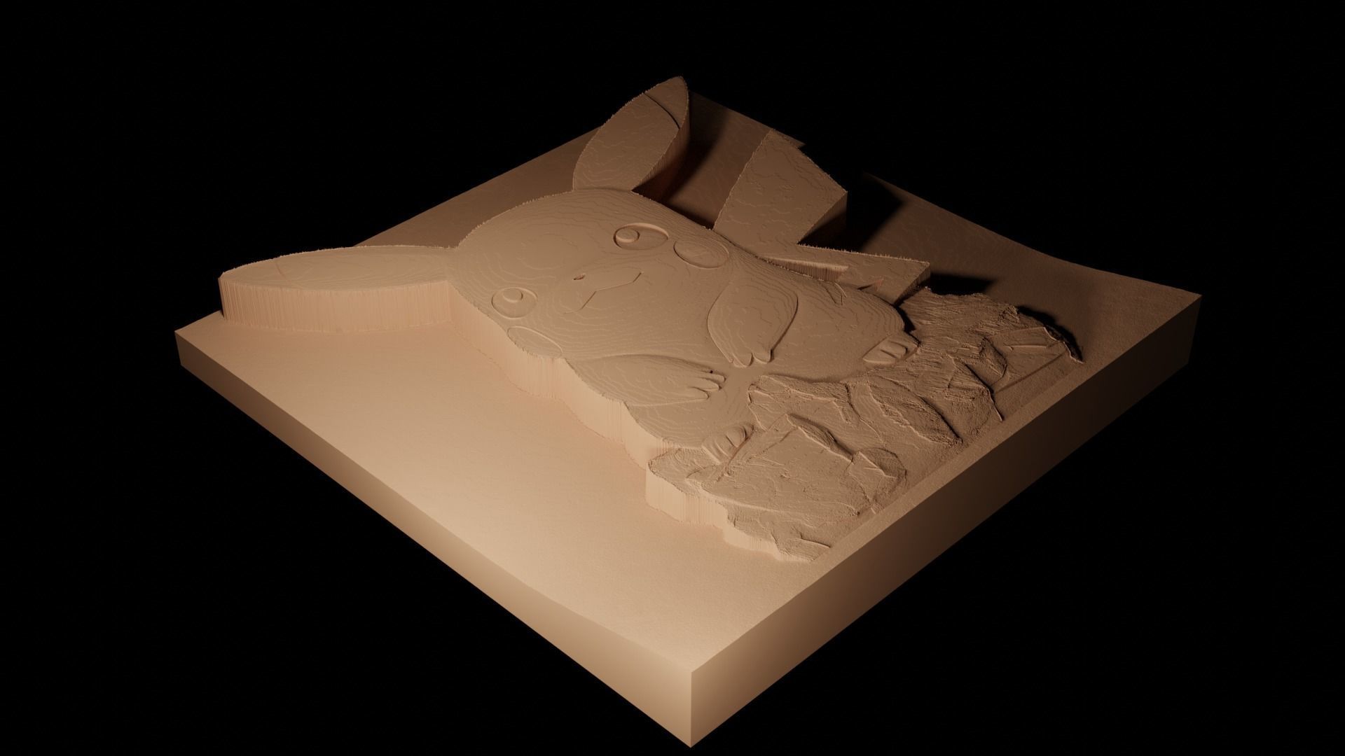 Pikachu CNC 3d Print High Relief Sand Casting 3D print model_2