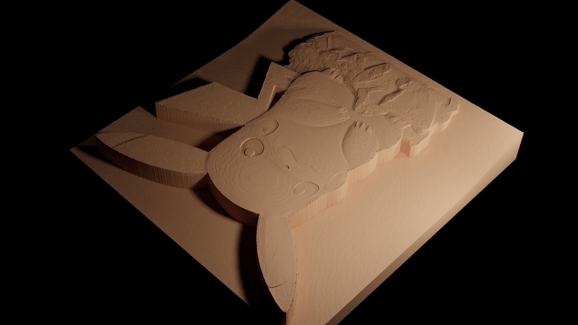 Pikachu CNC 3d Print High Relief Sand Casting 3D print model_4