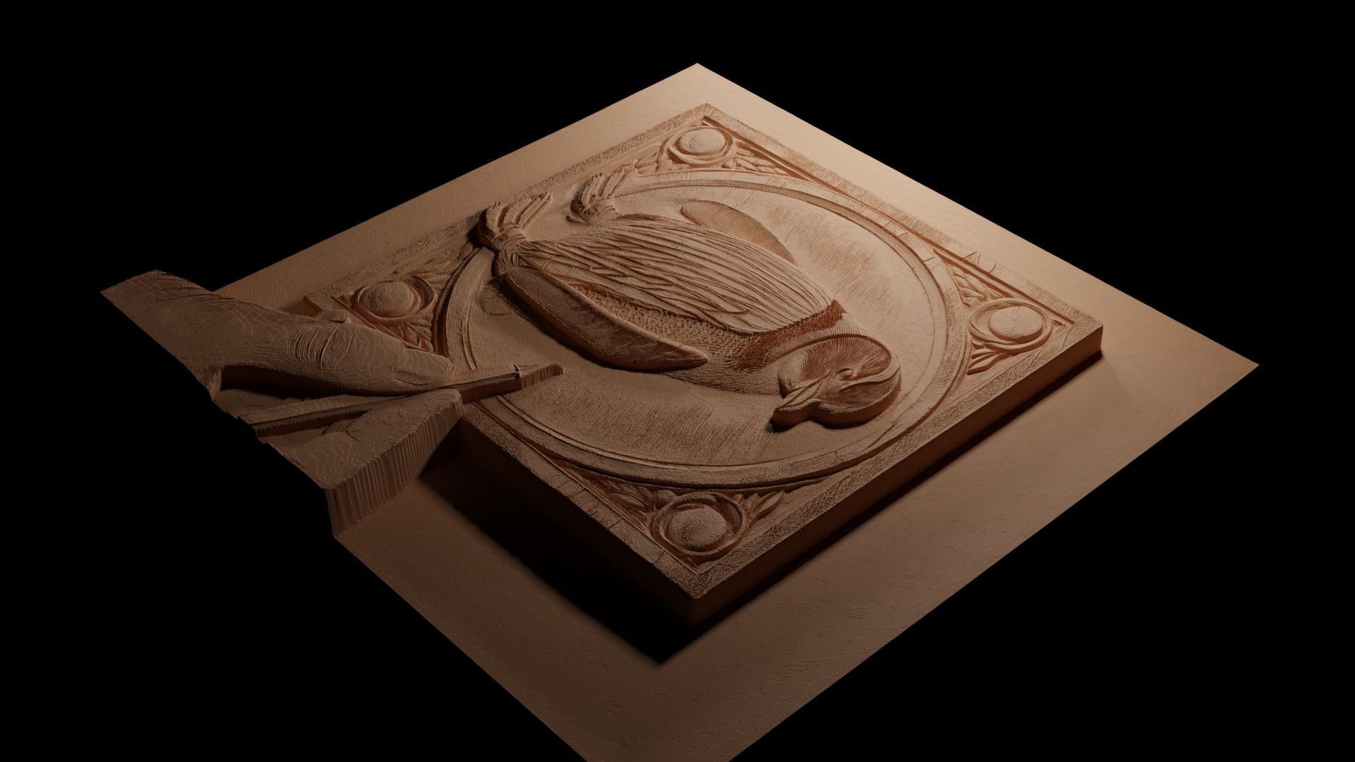 Penguin CNC 3d Print High Relief Sand Casting 3D print model_3