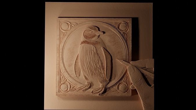 Penguin CNC 3d Print High Relief Sand Casting 3D print model