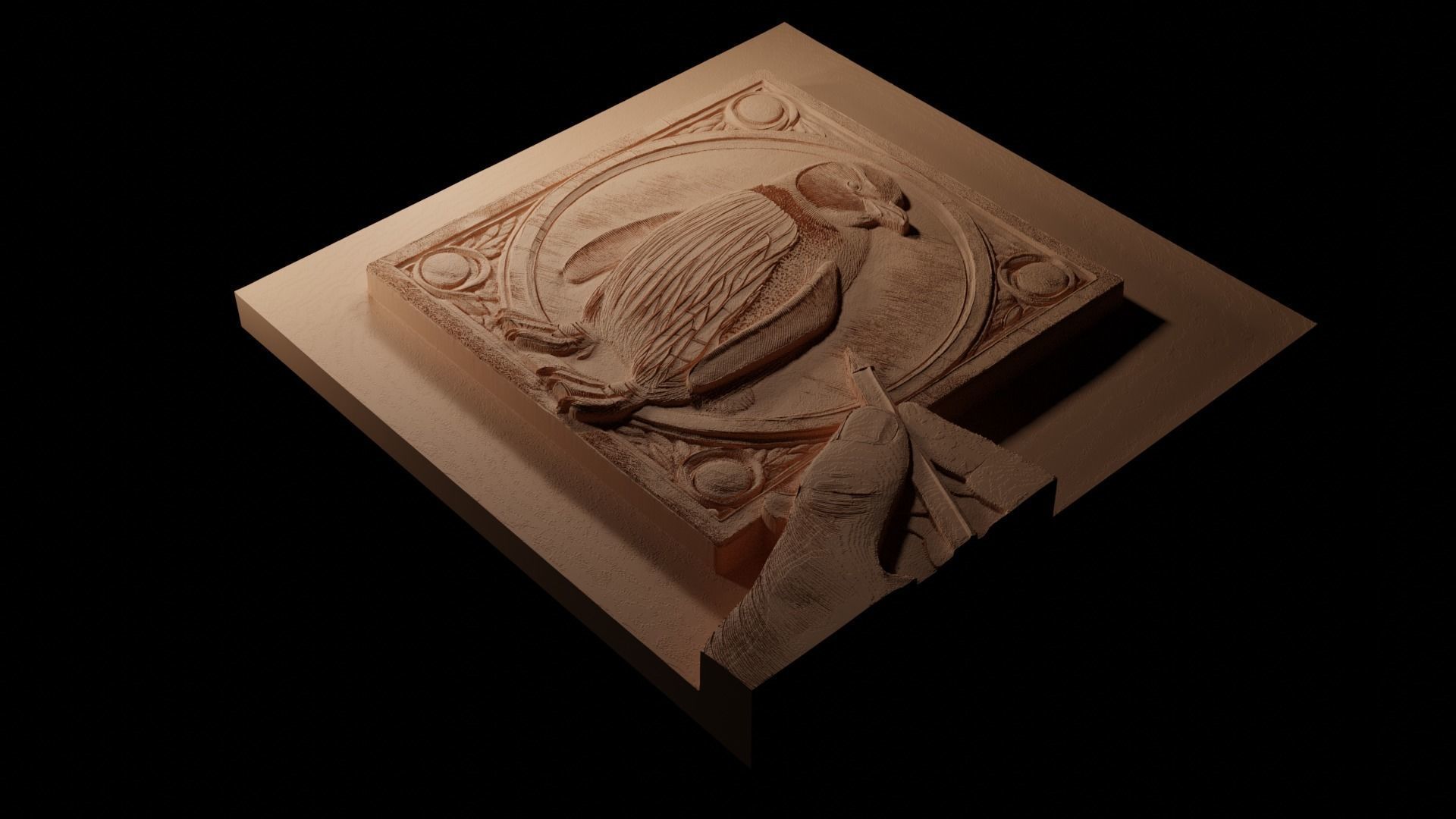 Penguin CNC 3d Print High Relief Sand Casting 3D print model_1