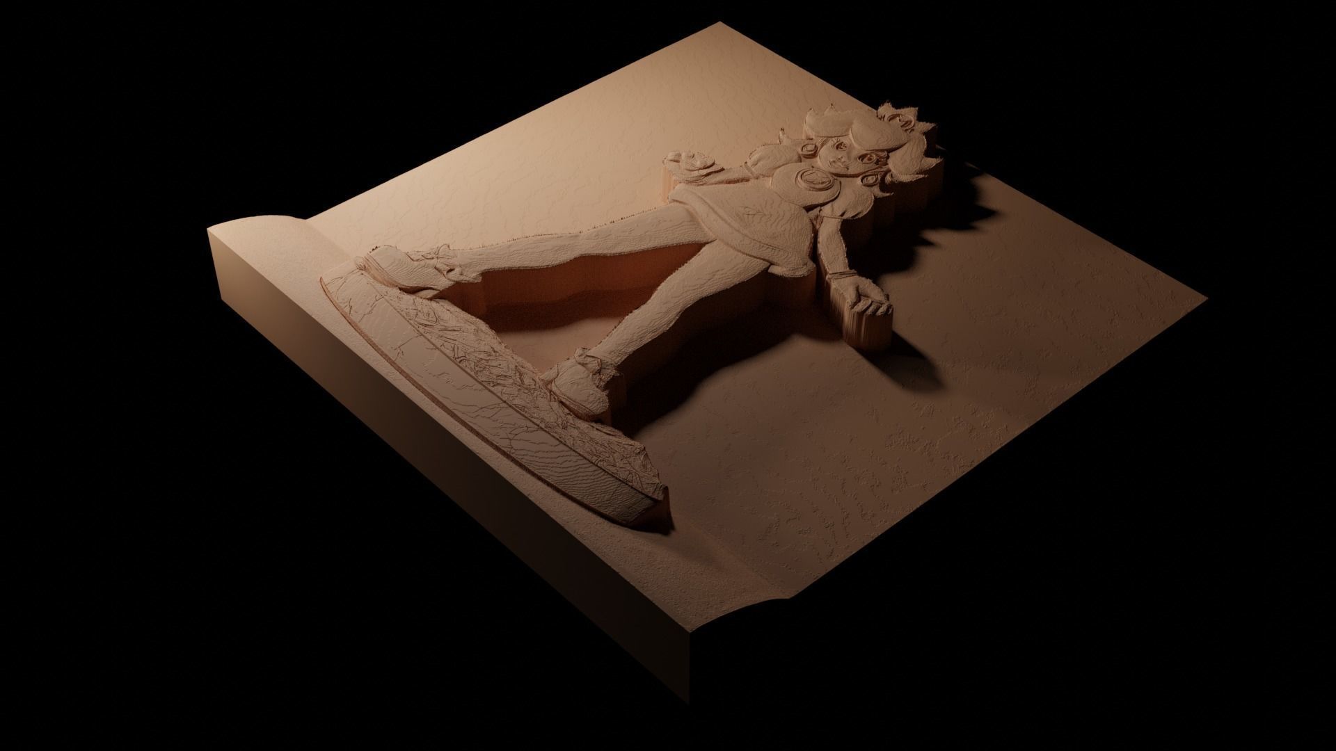 Peach CNC 3d Print High Relief Sand Casting 3D print model_1