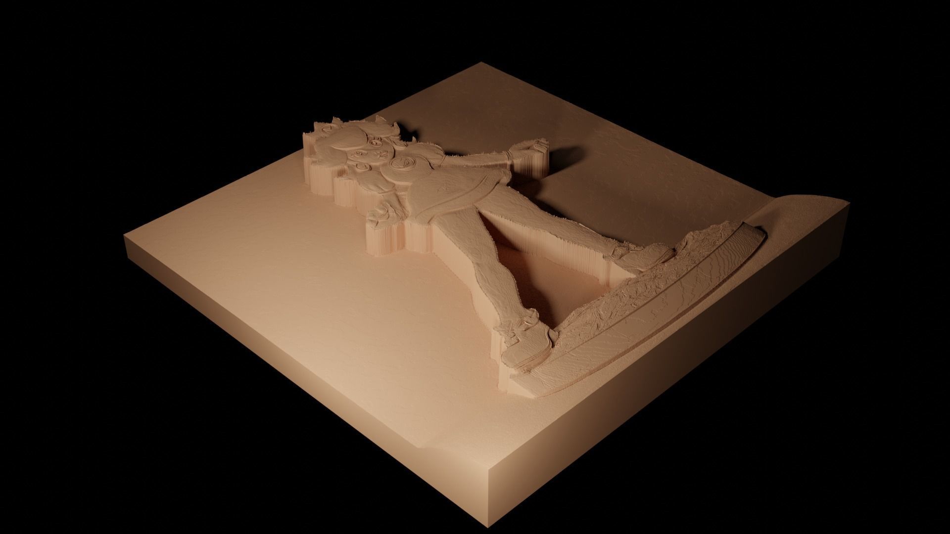 Peach CNC 3d Print High Relief Sand Casting 3D print model_2