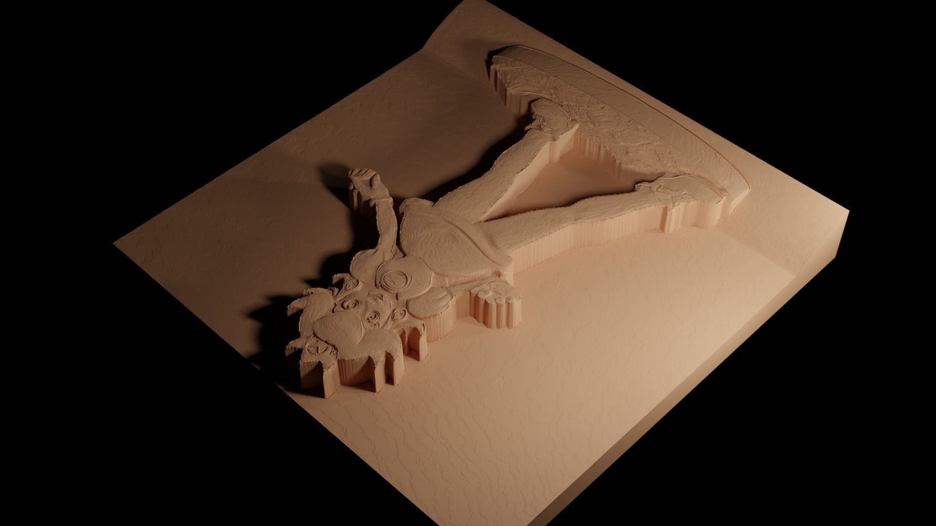 Peach CNC 3d Print High Relief Sand Casting 3D print model_4