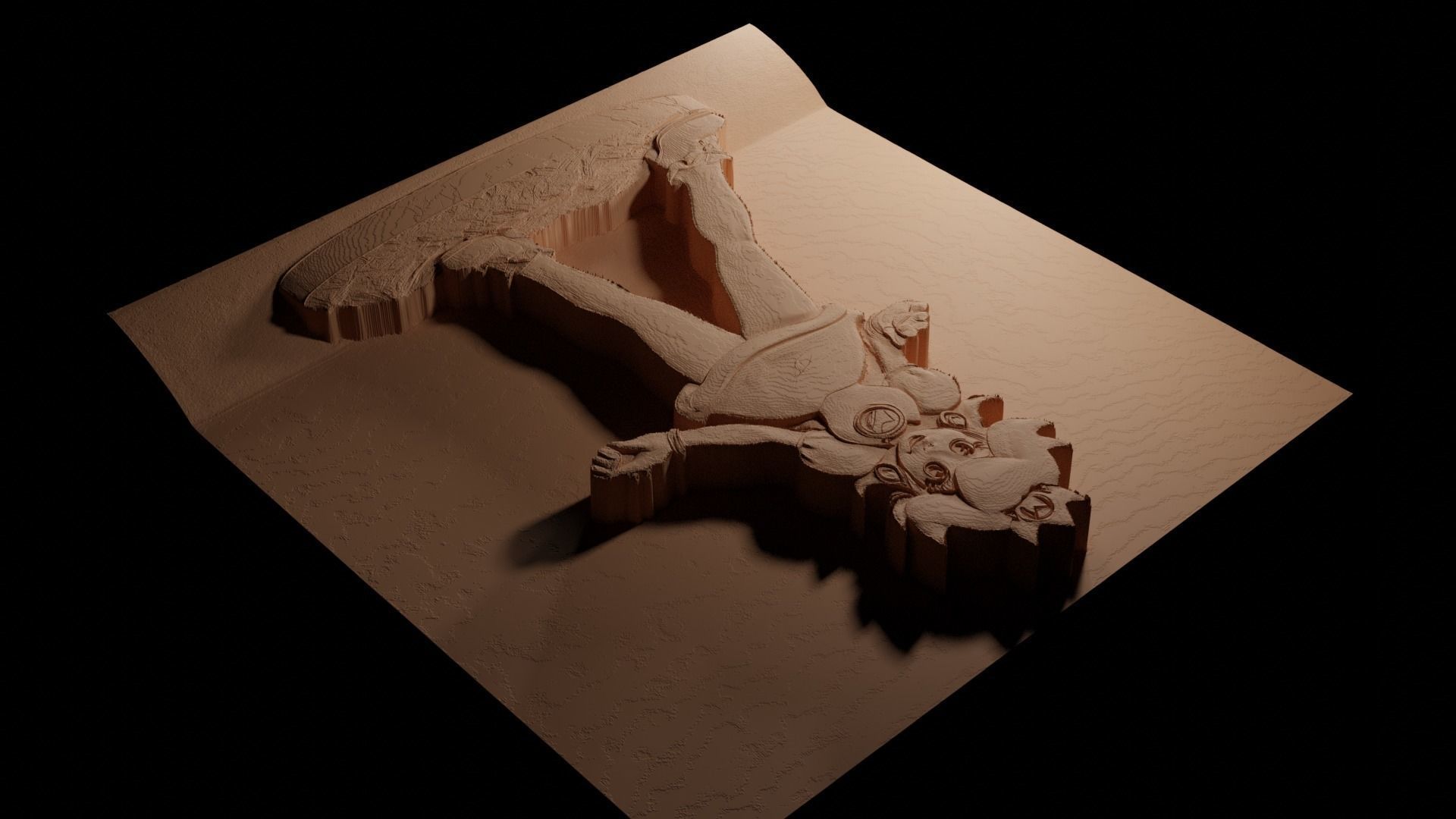 Peach CNC 3d Print High Relief Sand Casting 3D print model_3