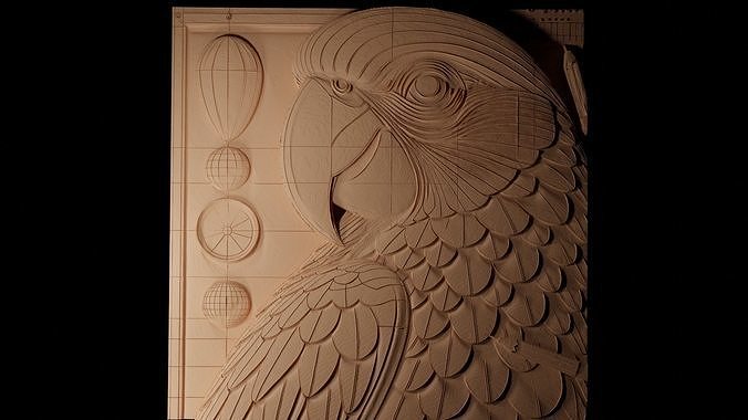Parrot CNC 3d Print High Relief Sand Casting 3D print model