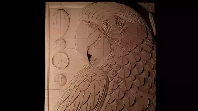 Parrot CNC 3d Print High Relief Sand Casting 3D print model