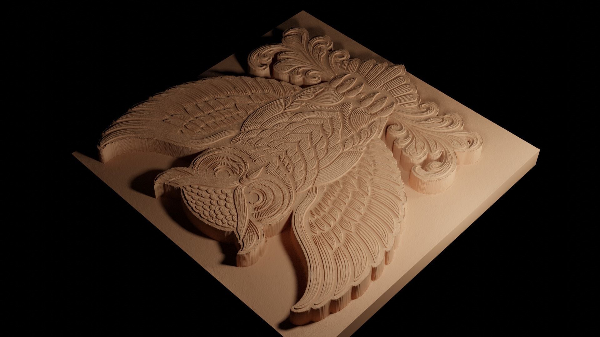 Owl CNC 3d Print High Relief Sand Casting 3D print model_4