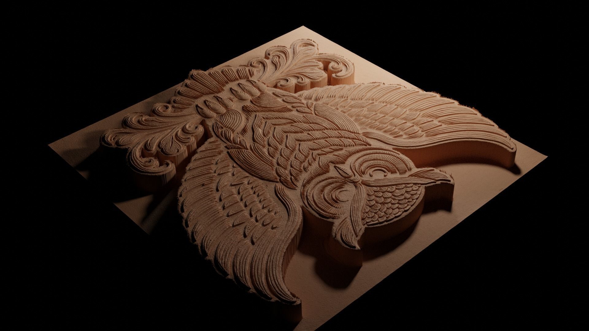 Owl CNC 3d Print High Relief Sand Casting 3D print model_3