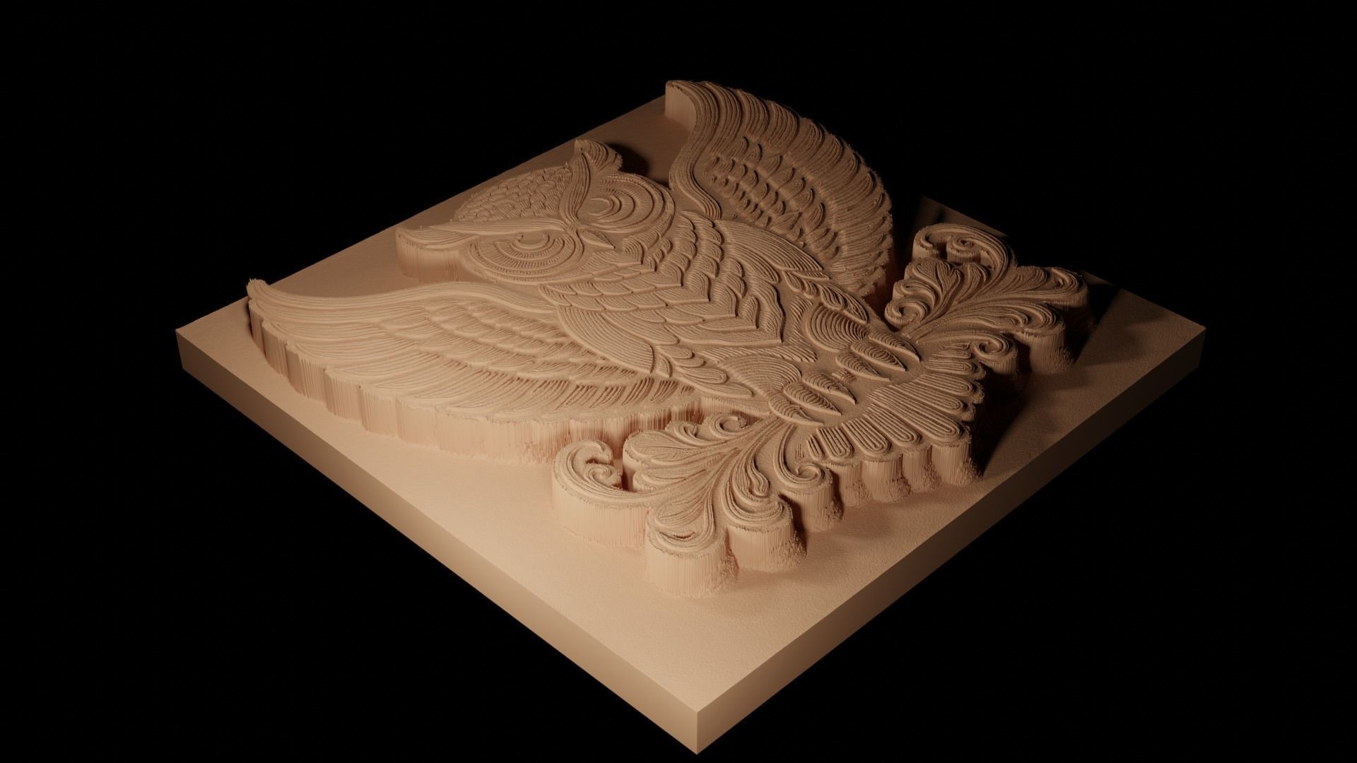 Owl CNC 3d Print High Relief Sand Casting 3D print model_2