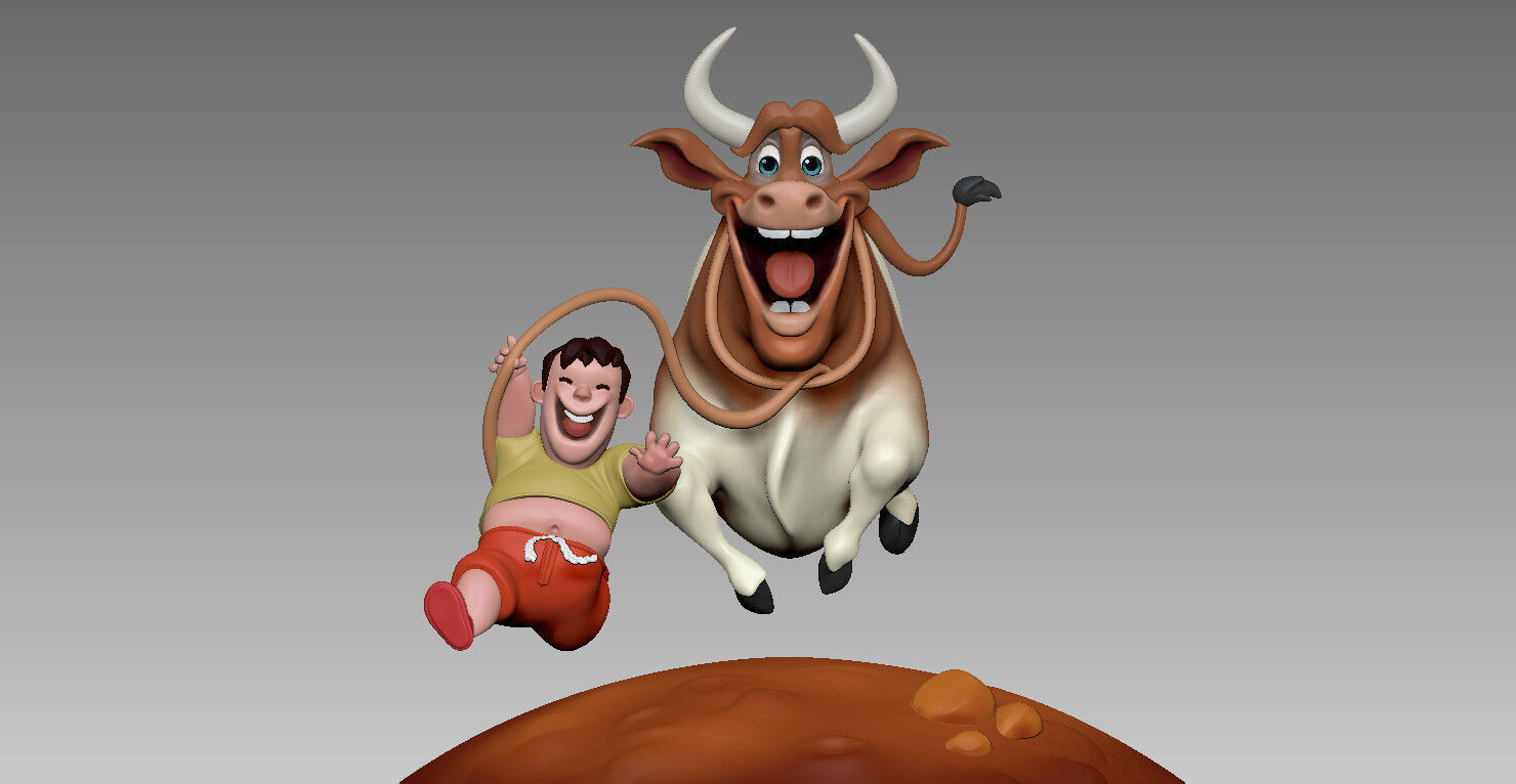 Stylized Cow and The Boy 3D model_5