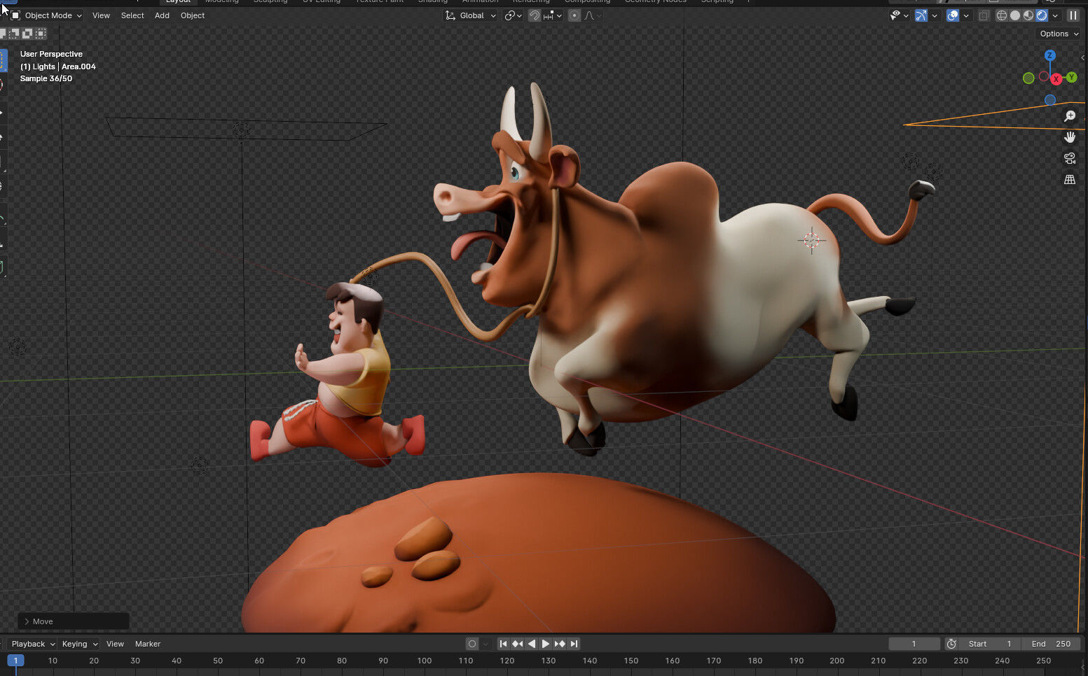 Stylized Cow and The Boy 3D model_4