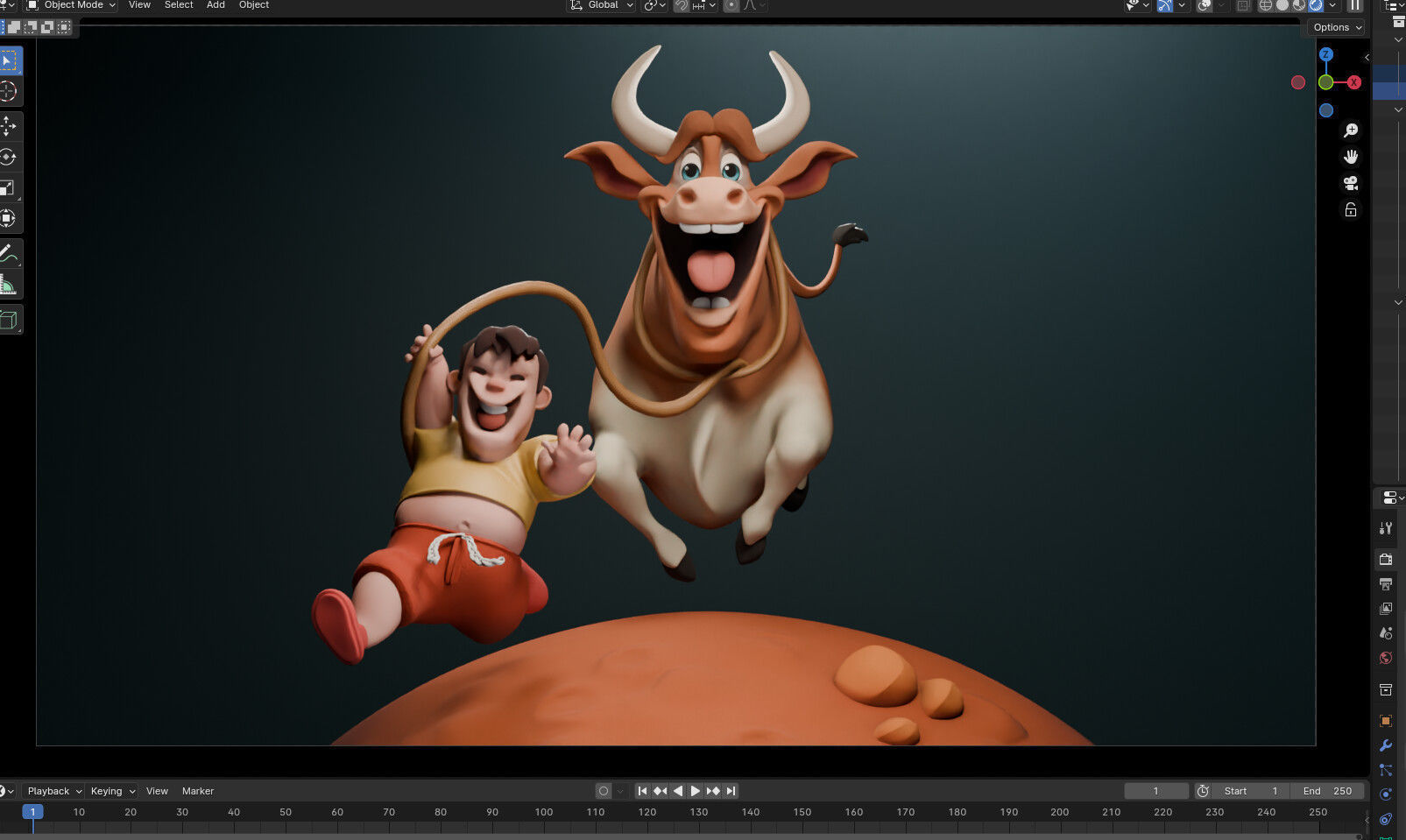 Stylized Cow and The Boy 3D model_2