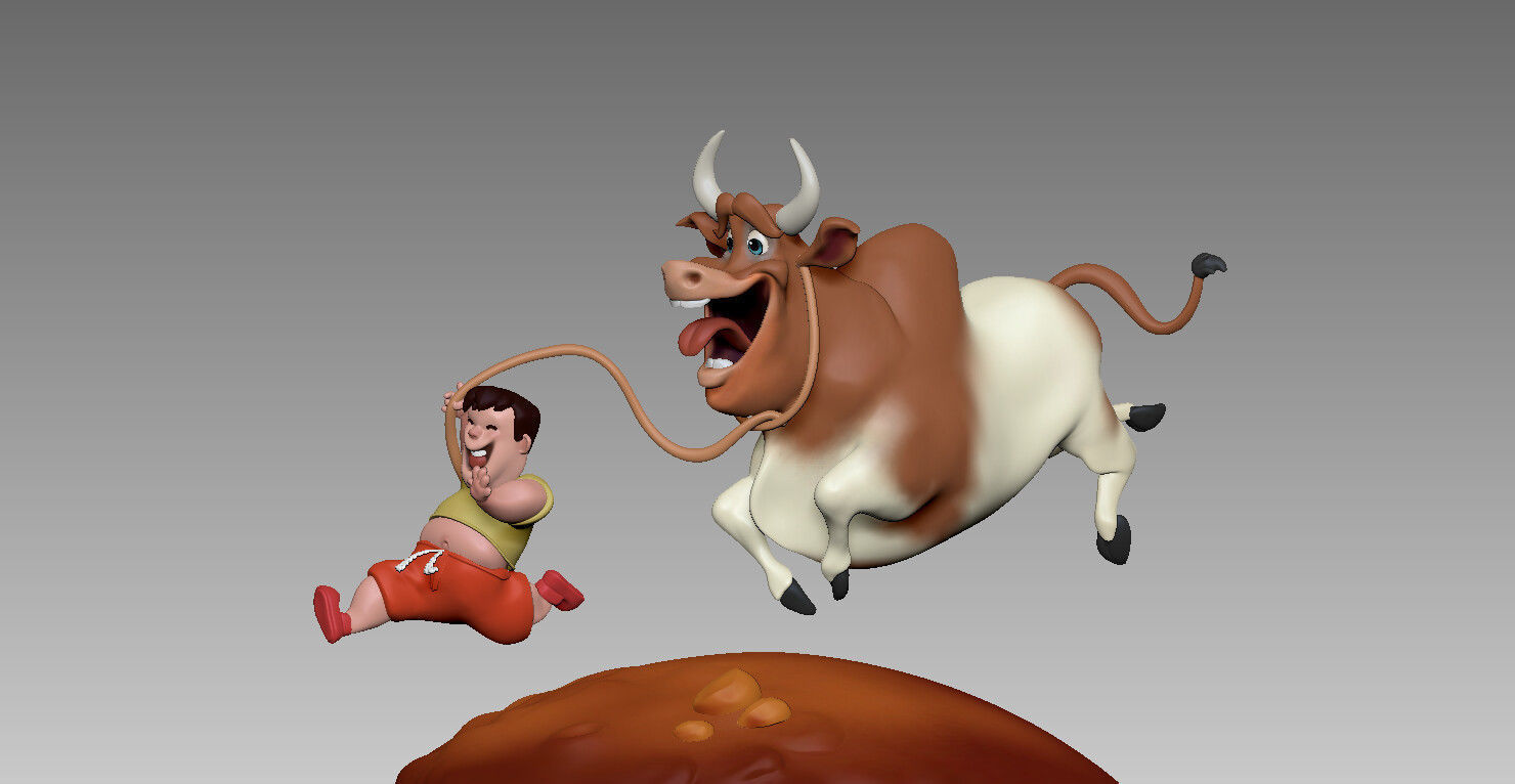 Stylized Cow and The Boy 3D model_6