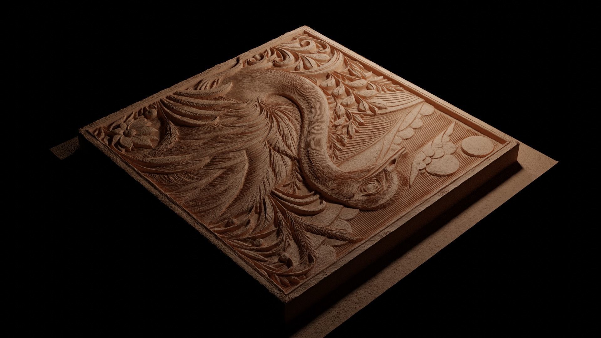 Ostrich CNC 3d Print High Relief Sand Casting 3D print model_3