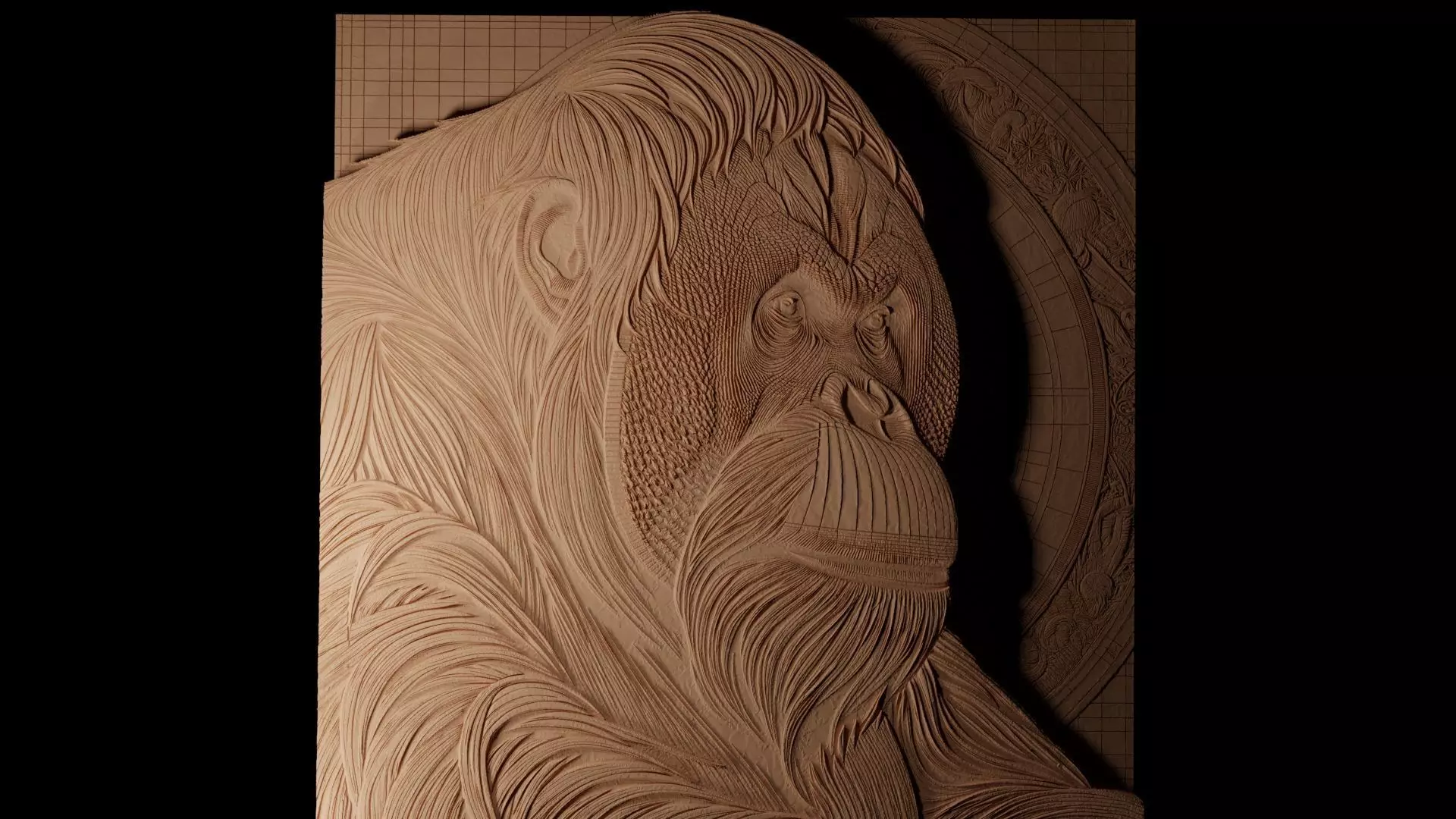 Orangutan CNC 3d Print High Relief Sand Casting 3D print model_0